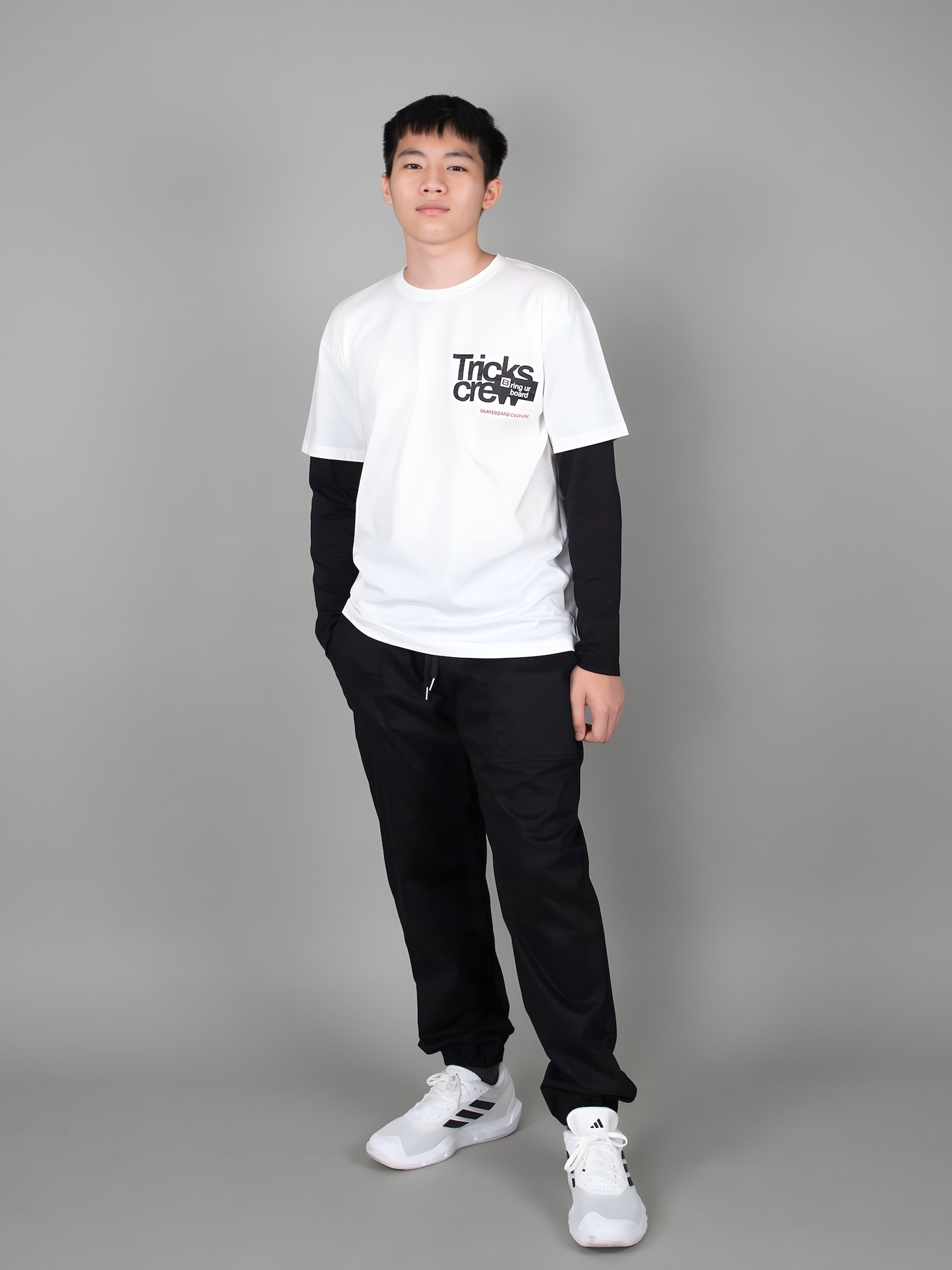 Áo phông dài tay trắng lồng tay đen in hình_thumbnail_2