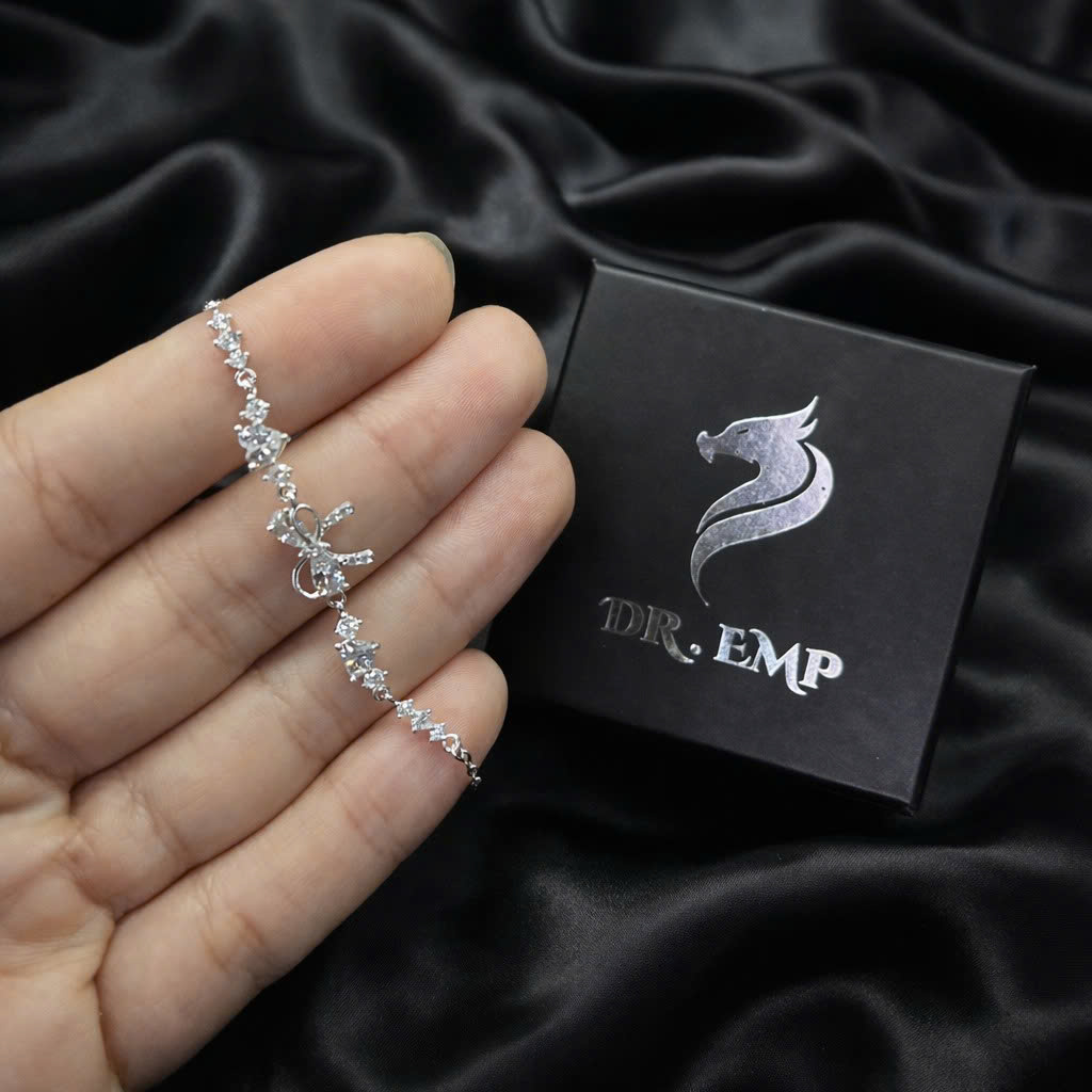 Vòng tay bạc xi bạch kim nơ trắng_thumbnail_1