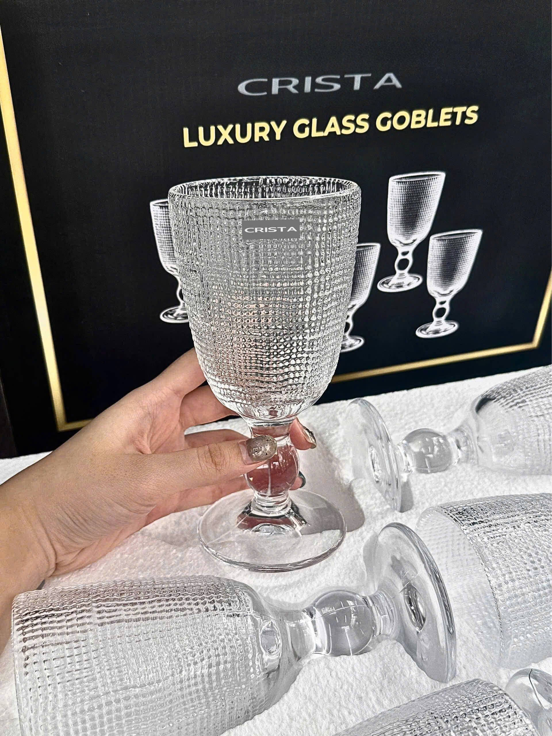 Bộ 6 ly thủy tinh CRISTA HOME vân lưới dập nổi 240 ml_thumbnail_24