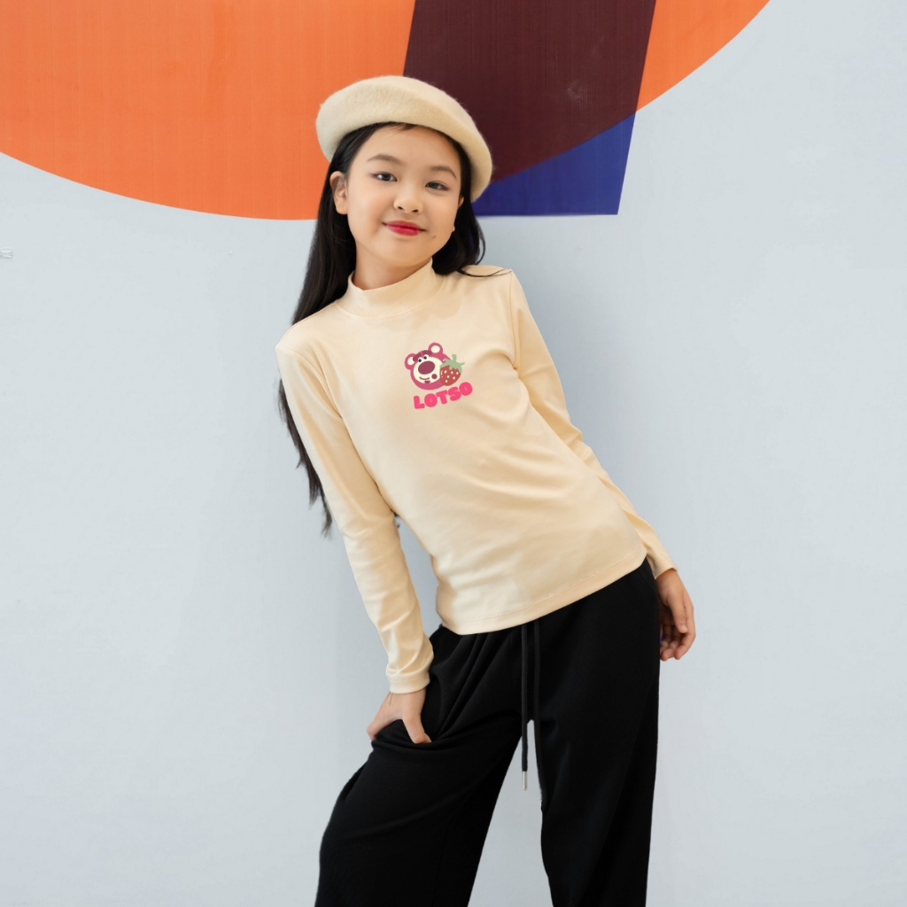 Áo thun bé gái tay dài chất liệu cotton bozip - Áo cổ trẻ em cổ lọ - LOZA G0221_thumbnail_5