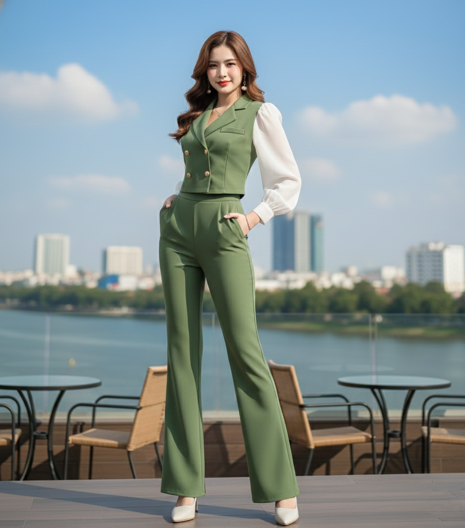 Set bộ Vest lửng phối màu Stye HQ_thumbnail_3
