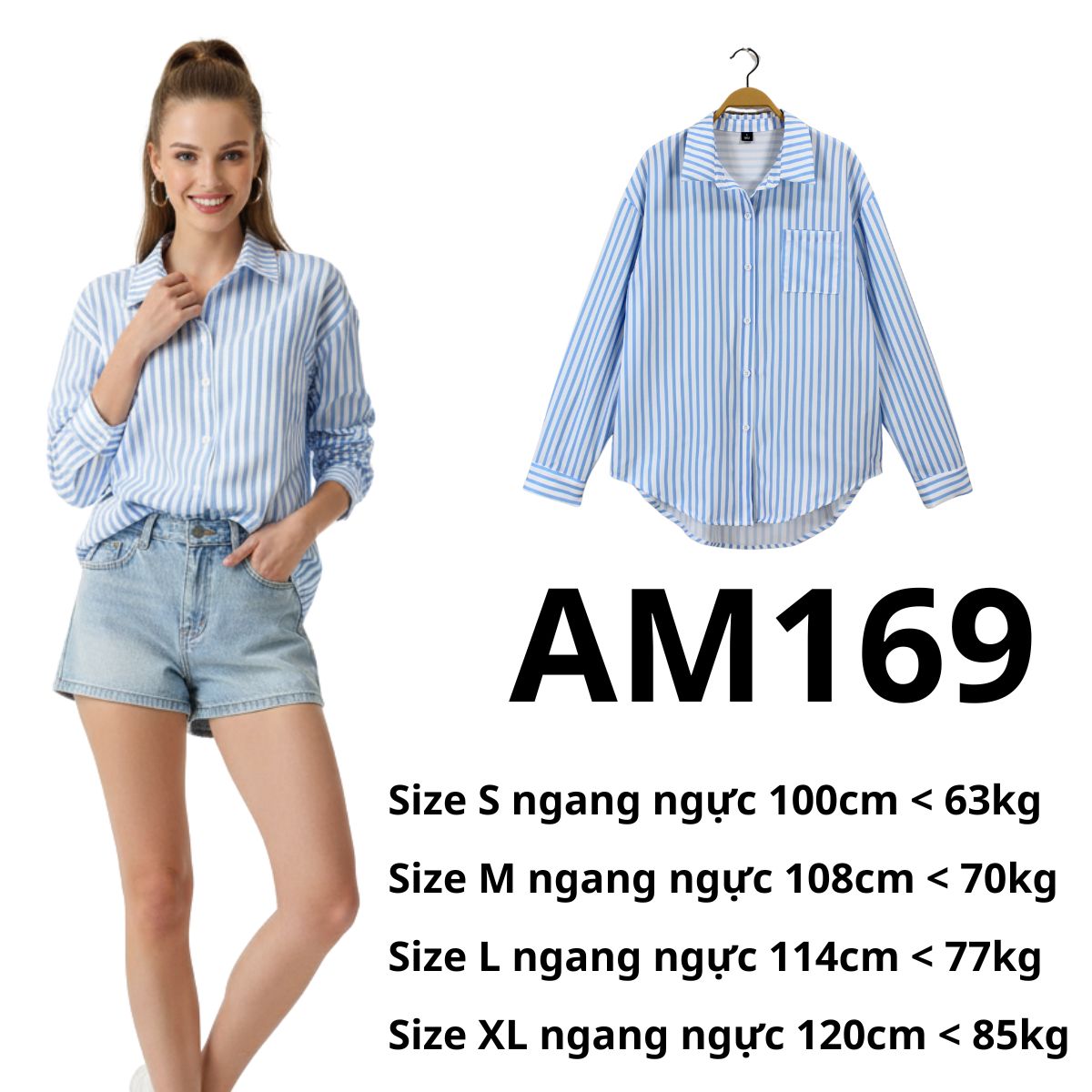 AM169 - ÁO SƠ MI SỌC XANH