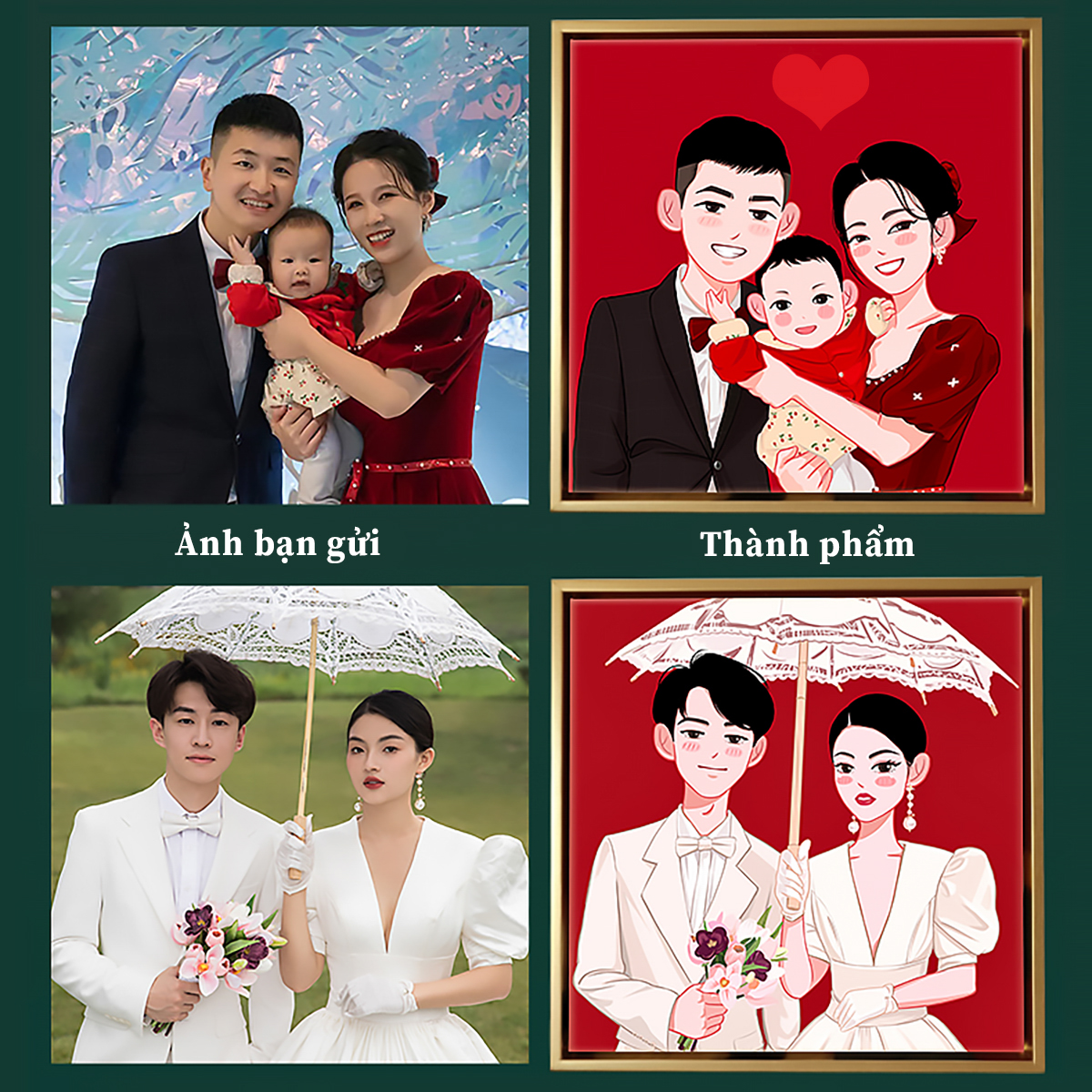 Tranh Vẽ Chibi Chuyển Thể Từ Ảnh Thật - Tranh Vẽ Theo Yêu Cầu, Lưu Giữ Kỷ Niệm Đẹp, Ý Nghĩa_thumbnail_1