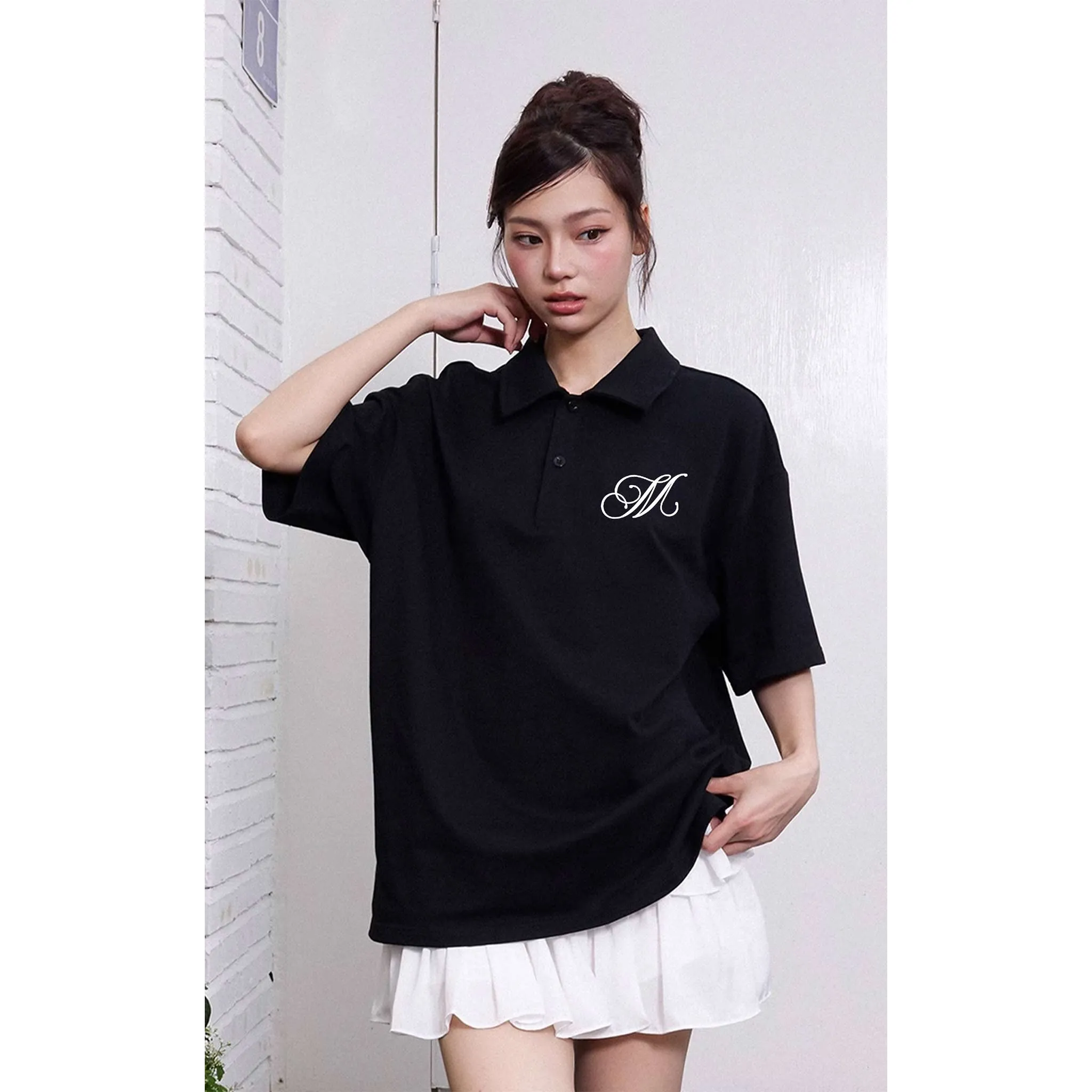 Áo polo vải cotton cao cấp 2477 Miucho phong cách basic tay ngắn cổ trụ in typography_thumbnail_6