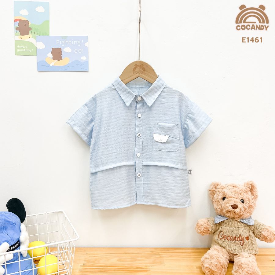 Áo cộc sơ mi kẻ XANH túi ốp ngực cách điệu_thumbnail_3