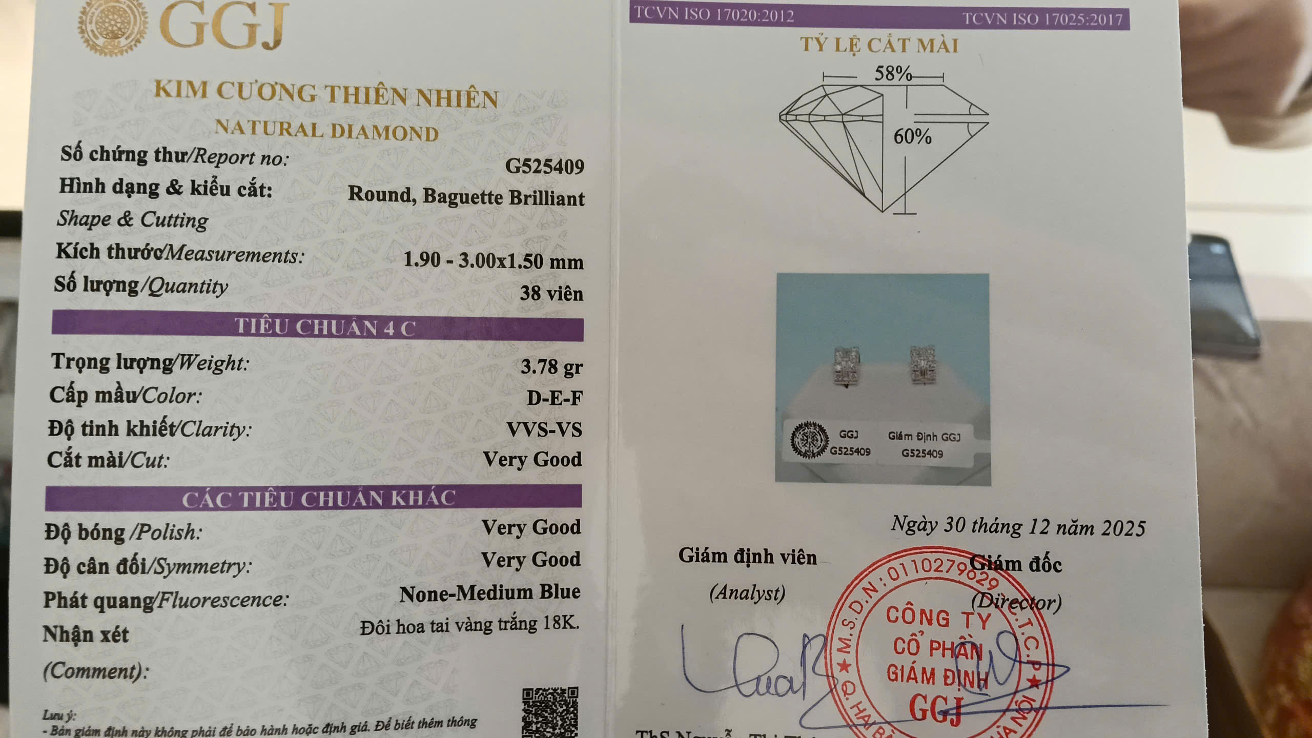 Hoa Tai Vàng 14K Đính 38 Viên Kim Cương_thumbnail_2