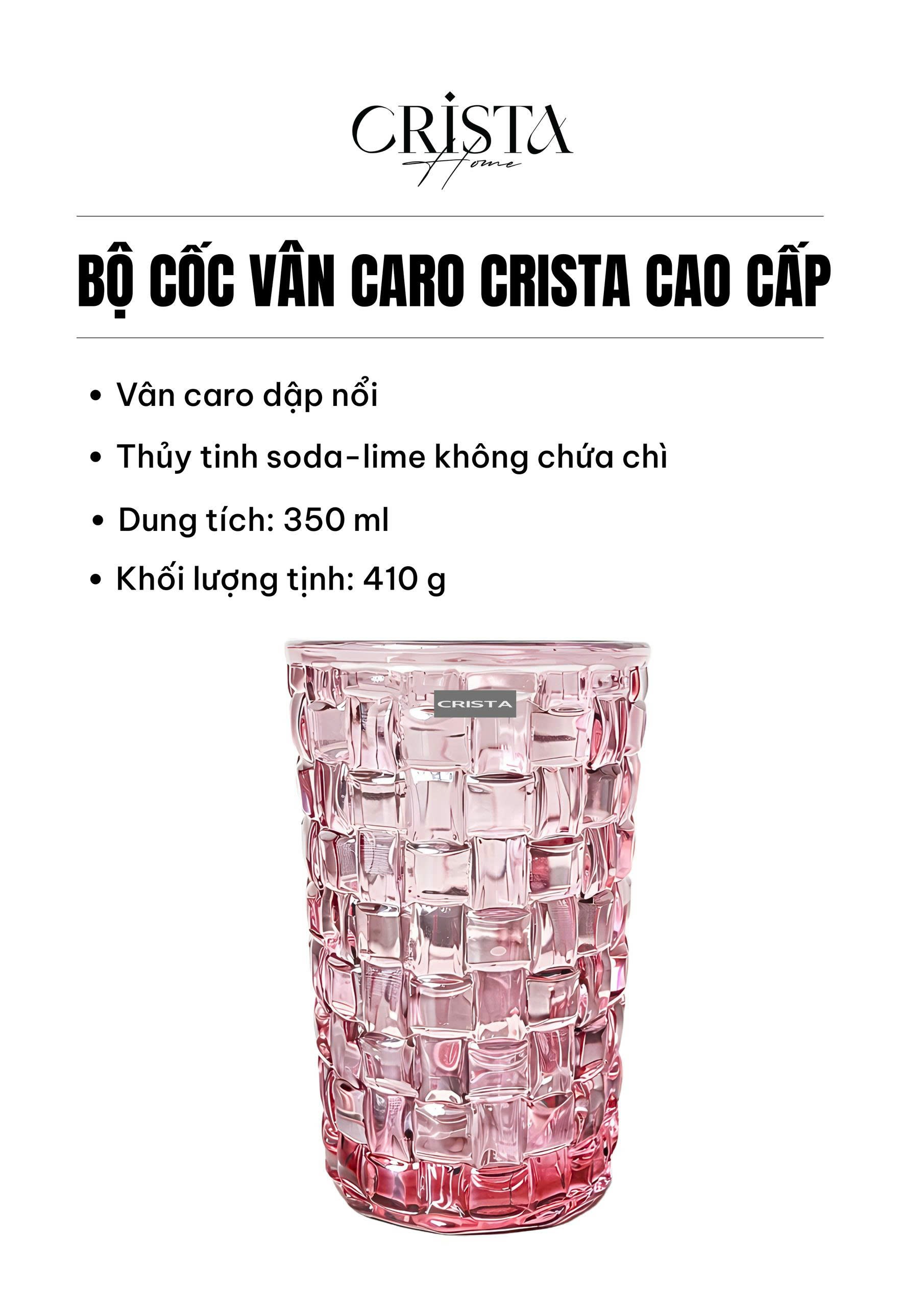 Bộ 6 cốc thủy tinh CRISTA HOME vân Caro to 350 ml_thumbnail_17