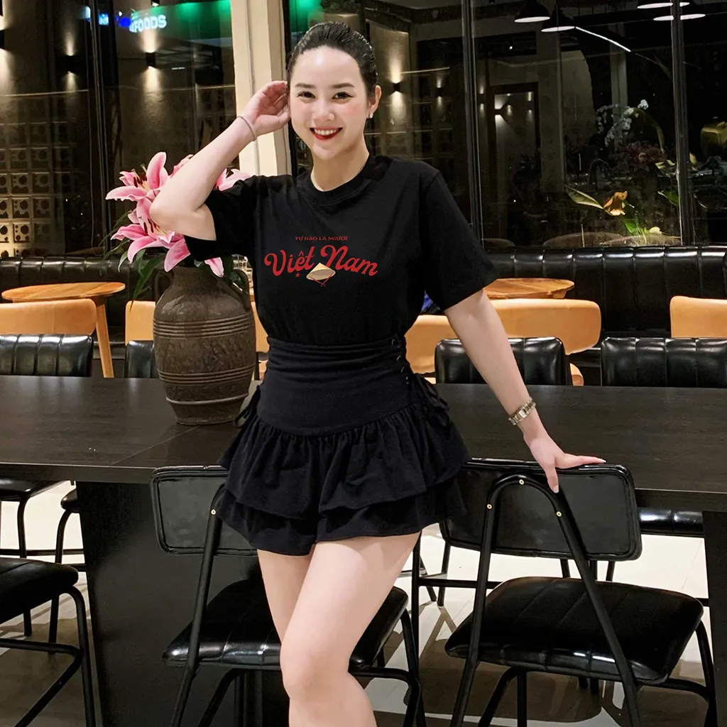 Áo thun Việt Nam form vừa 2522 Miucho Chic vải cotton cao cấp phong cách cổ điển in chữ_thumbnail_6