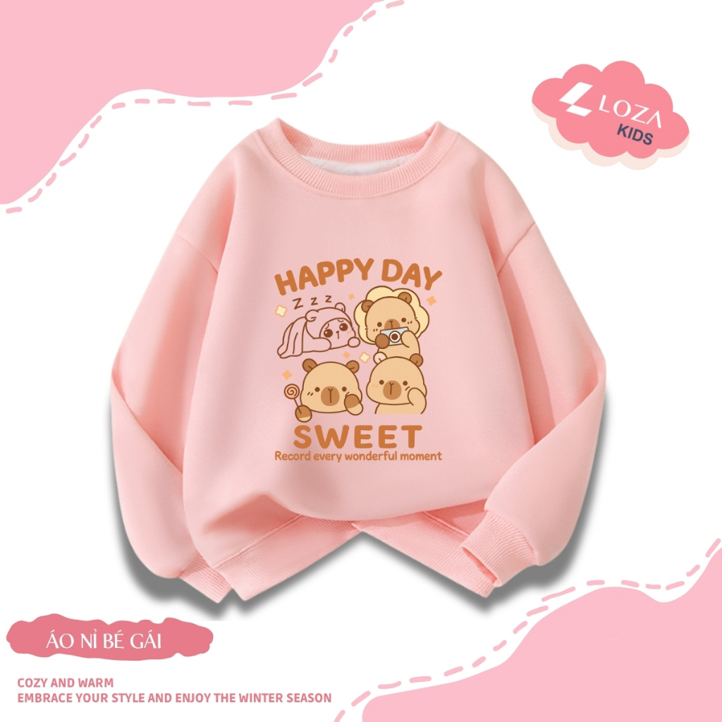 Áo sweater bé gái in hình Capybara - Loza Kids IN004_thumbnail_8