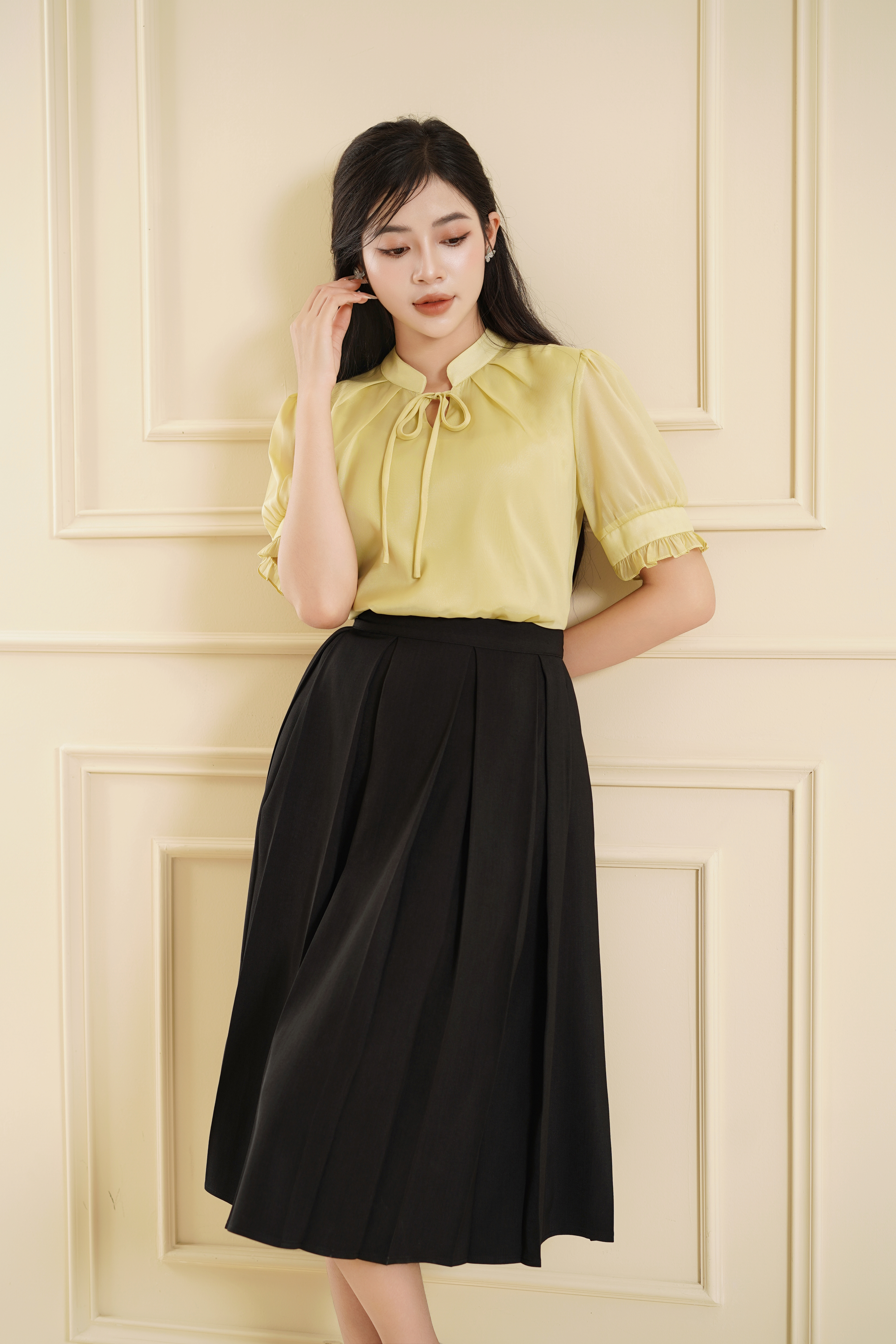 Chân váy xòe xếp ly cao câp VJ24-168