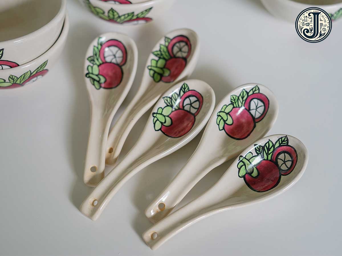 Muỗng gốm măng cụt  15cm J000335