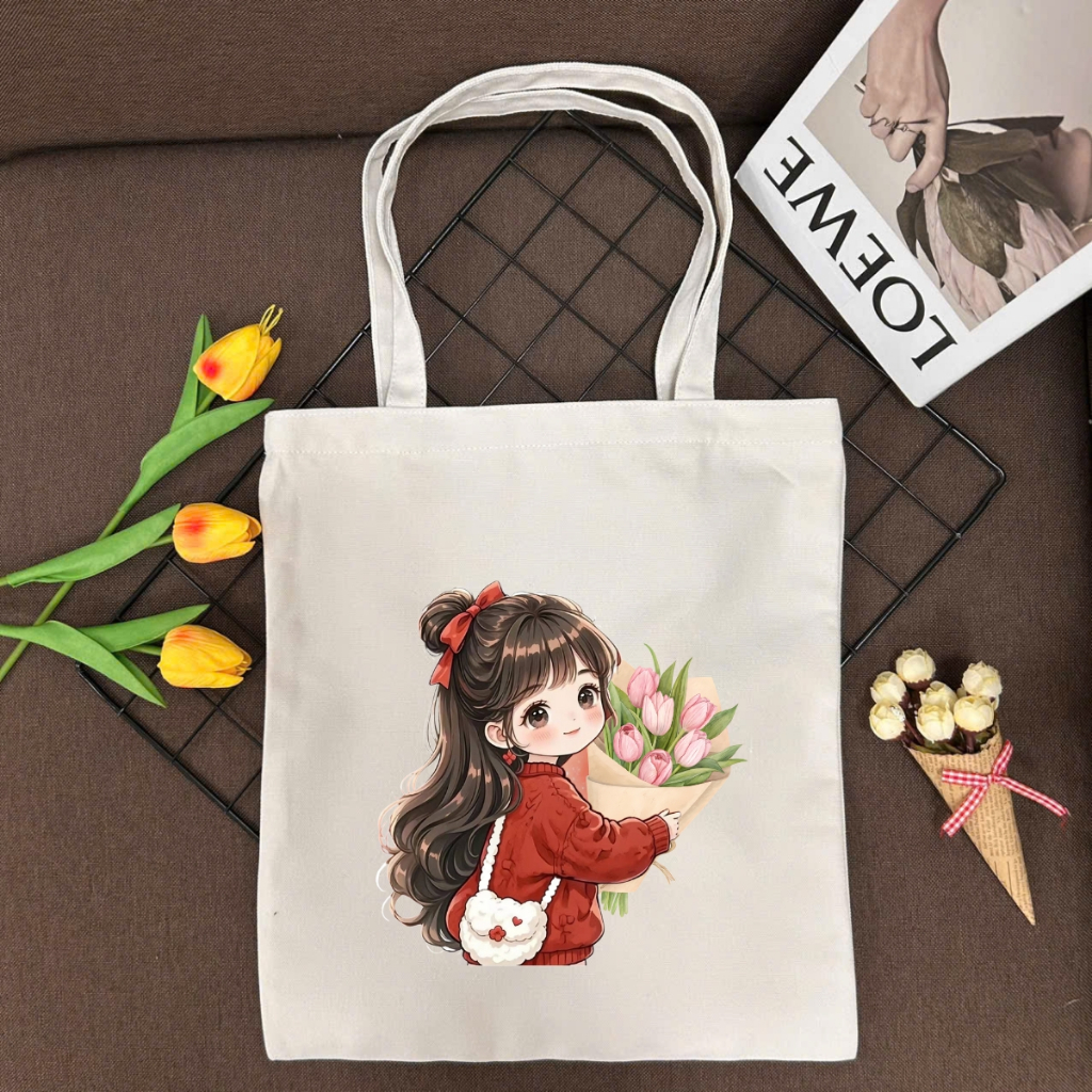 Túi tote vải canvas hình cô gái hottrend, đeo vai, có khoá kéo và ngăn phụ WE TEE - WTU04_thumbnail_19