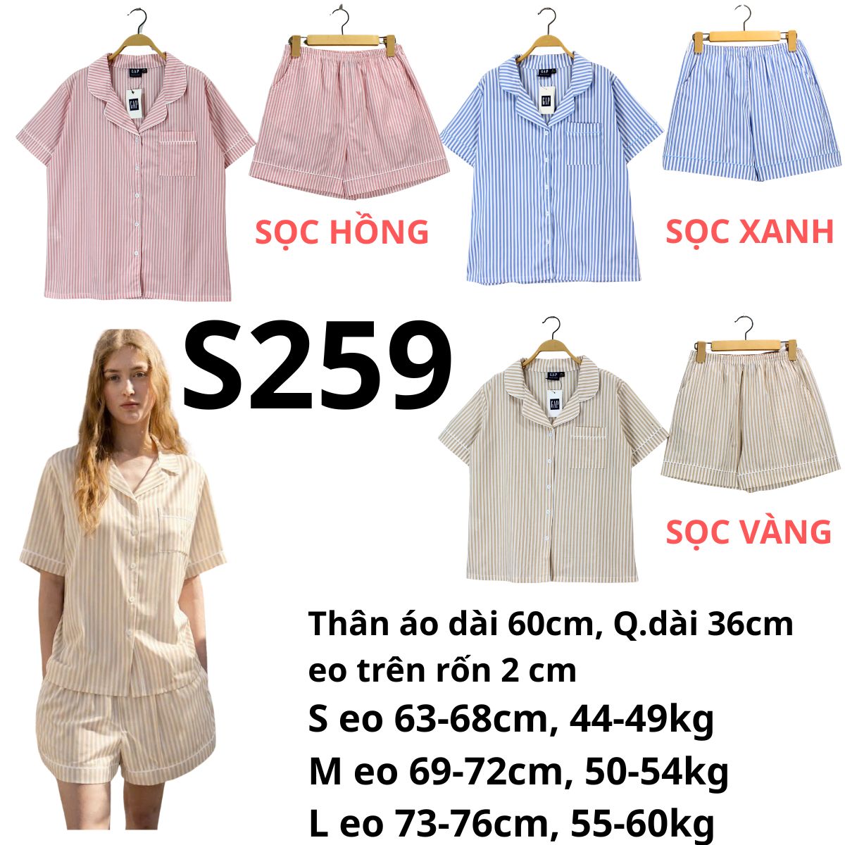 S259- Set bộ pizama sọc