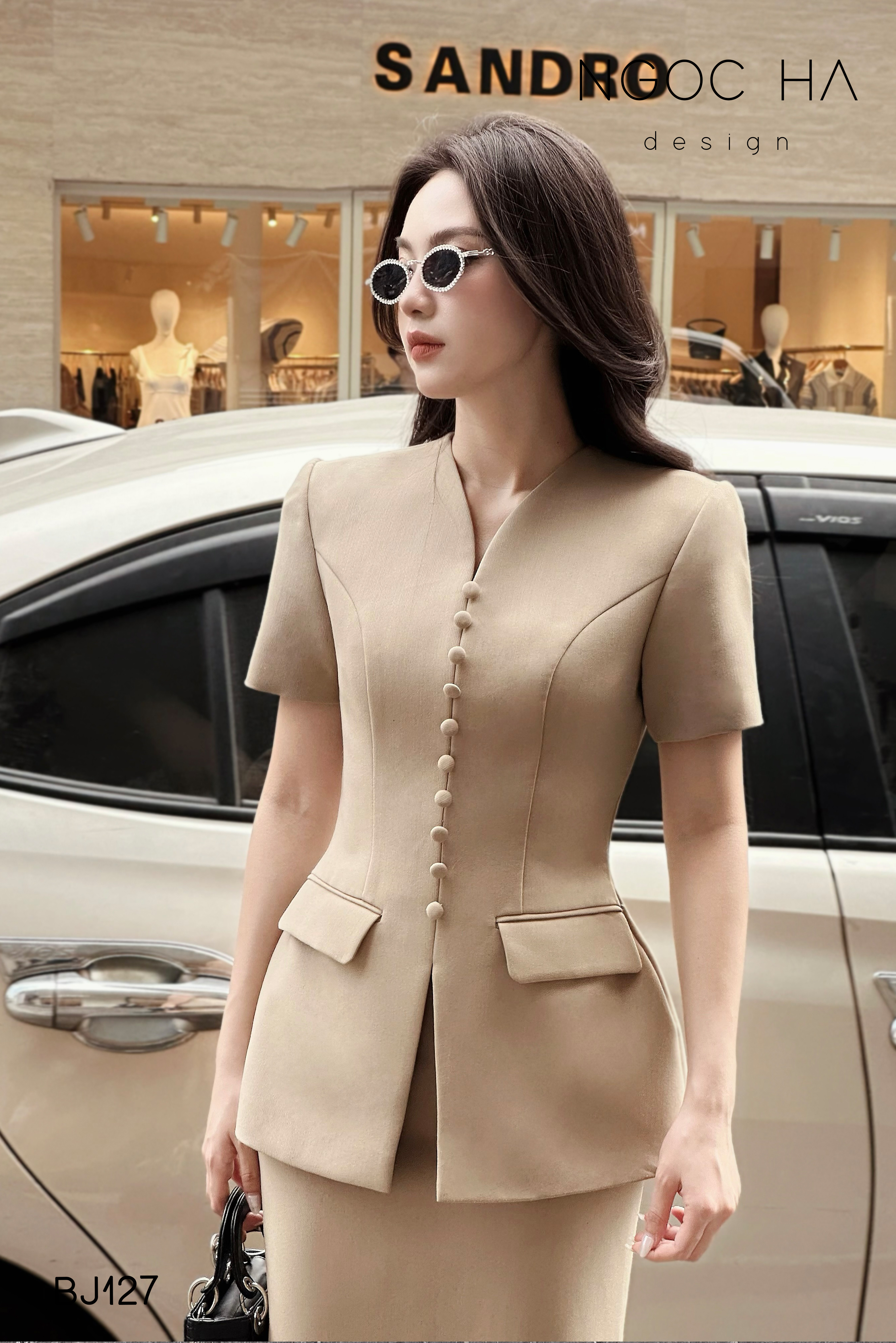 Cateline Set_ Bộ Vest Cổ V Đính Cúc Nhí Chân Váy Bút Chì BJ127_thumbnail_2