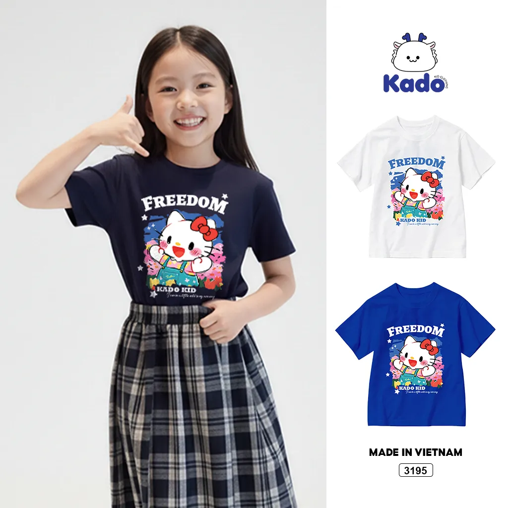 Áo thun bé trai bé gái Kittie cute Kado 3195