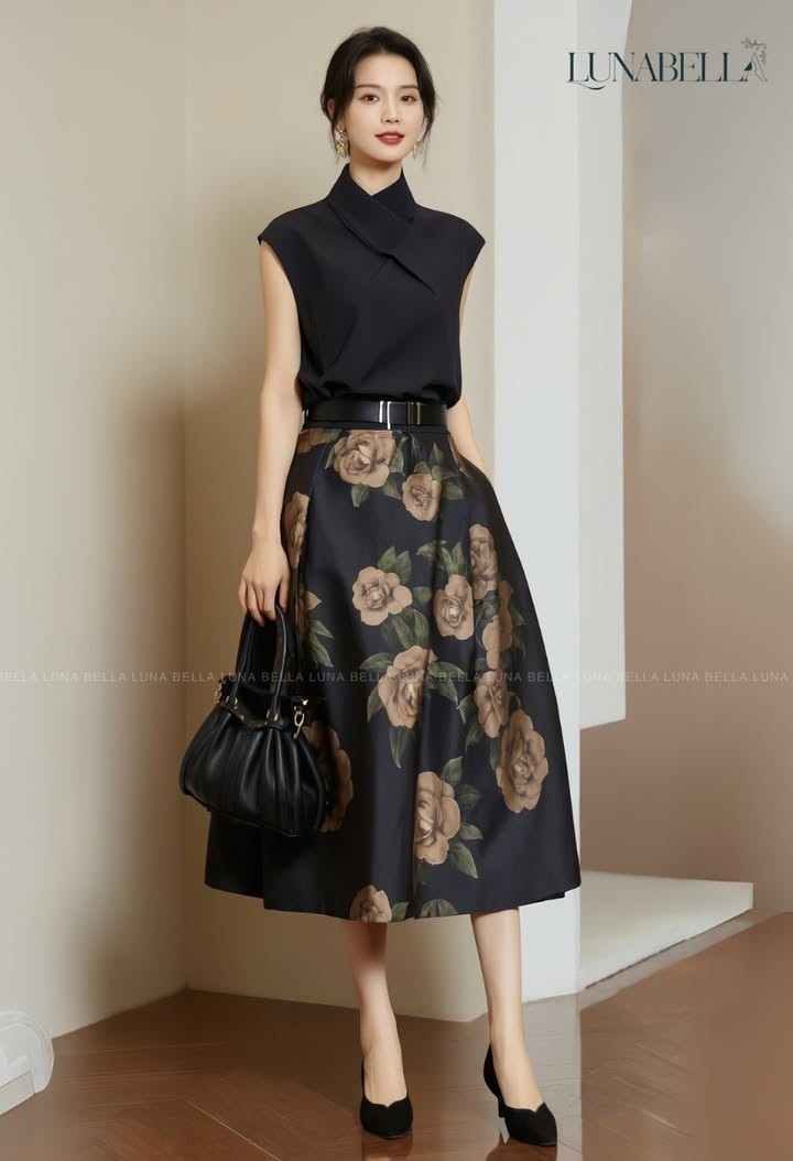 Set chân đầm hoa hồng LENORA màu ĐEN_thumbnail_3