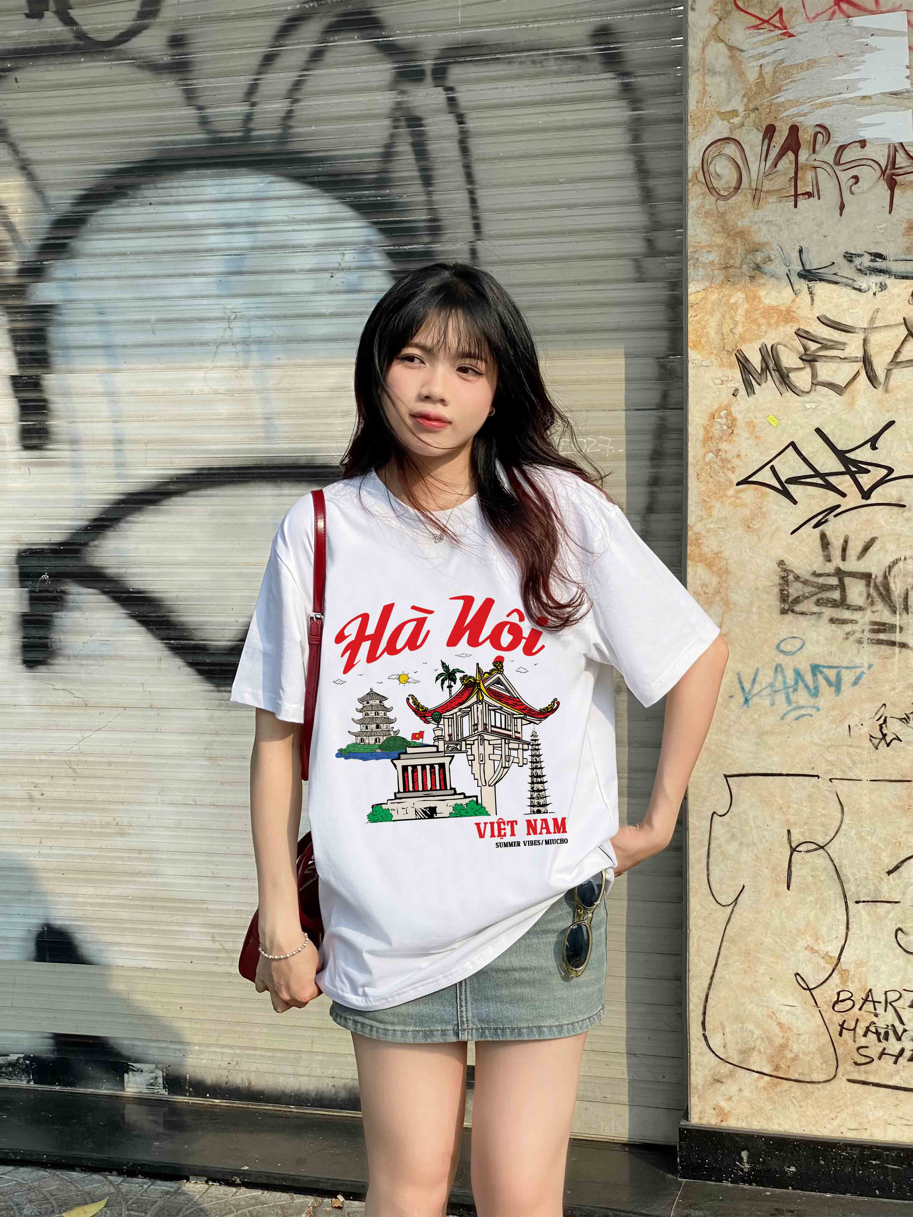 Áo thun du lịch Hà Nội ATD1264 Miucho vải cotton thoáng mát in mix_thumbnail_6