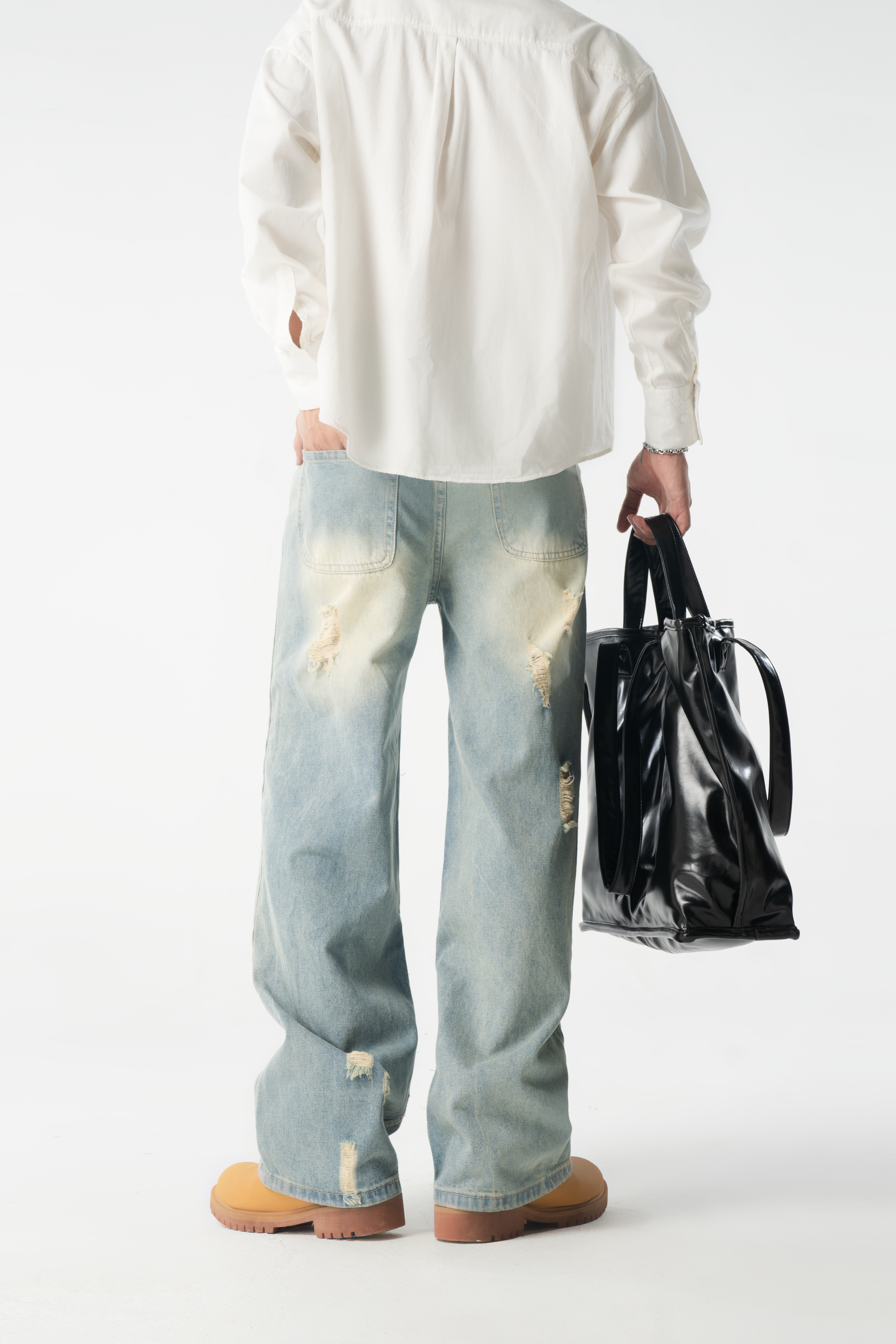 Quần jean dài HORIZONE form ống suông phù giày, họa tiết rách ngẫu hứng , phá cách _thumbnail_1