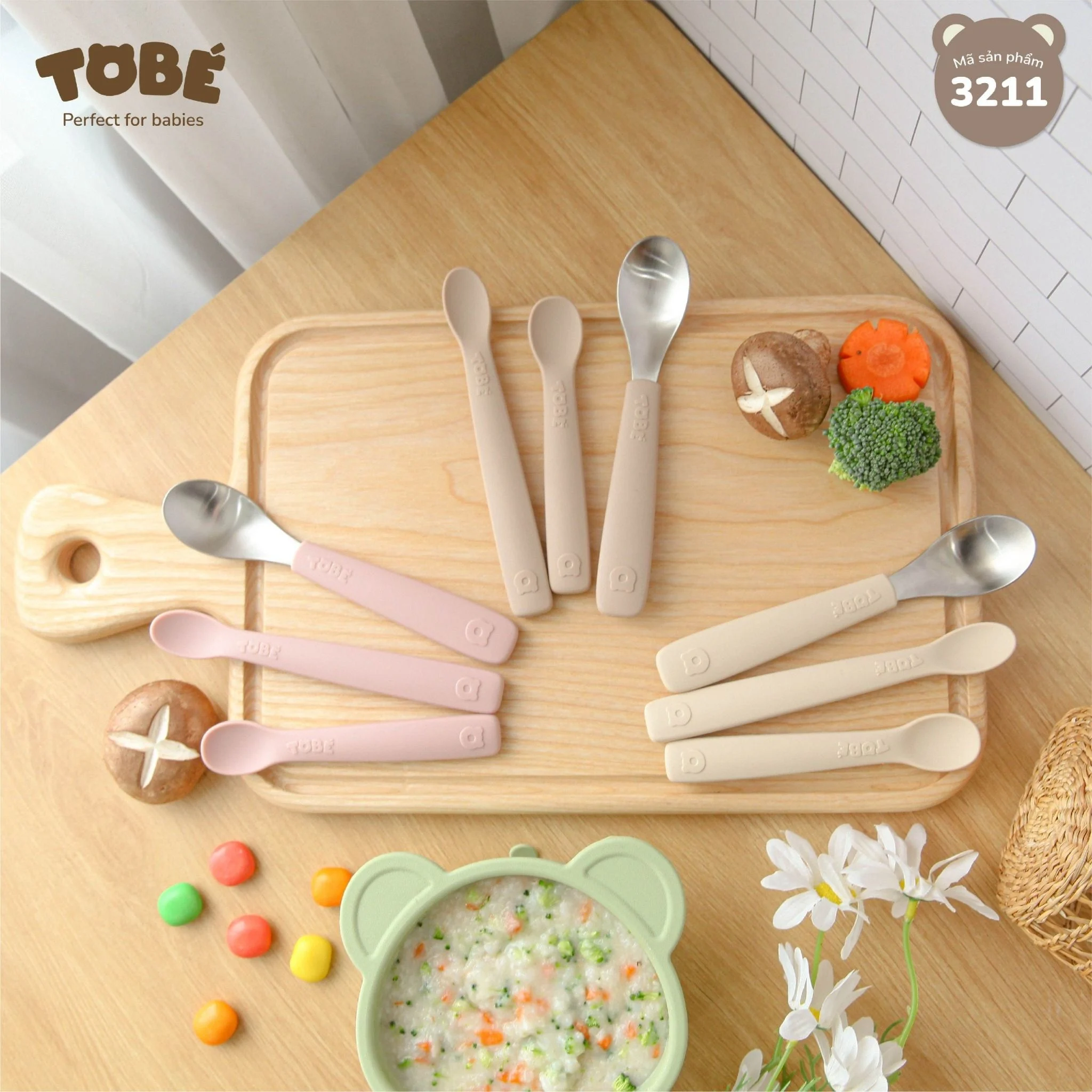 Bộ 3 thìa dĩa ăn dặm Eco Silicon (Pink, Milk White)_thumbnail_9