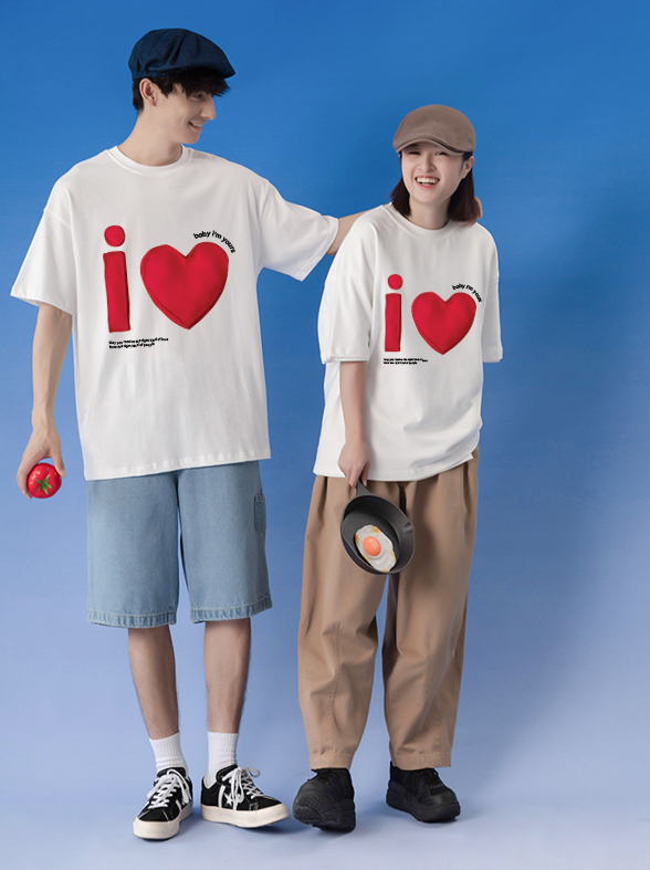 Áo thun cặp đôi couple trái tim from rộng ATD1373 Miucho vải cotton thoáng mát cổ tròn in mix_thumbnail_2