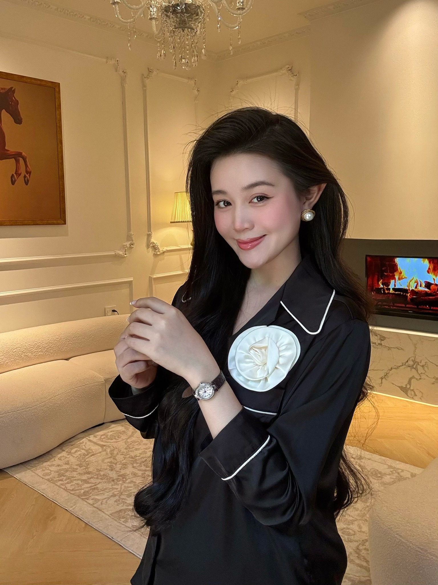 Bộ lụa áo dài tay, quần dài BN608_thumbnail_12