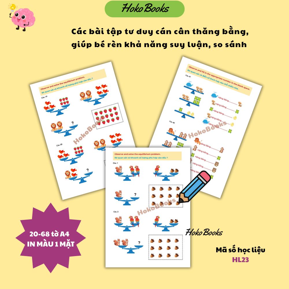 HL23 Học liệu Cán cân thăng bằng rèn tư duy Hokobooks
