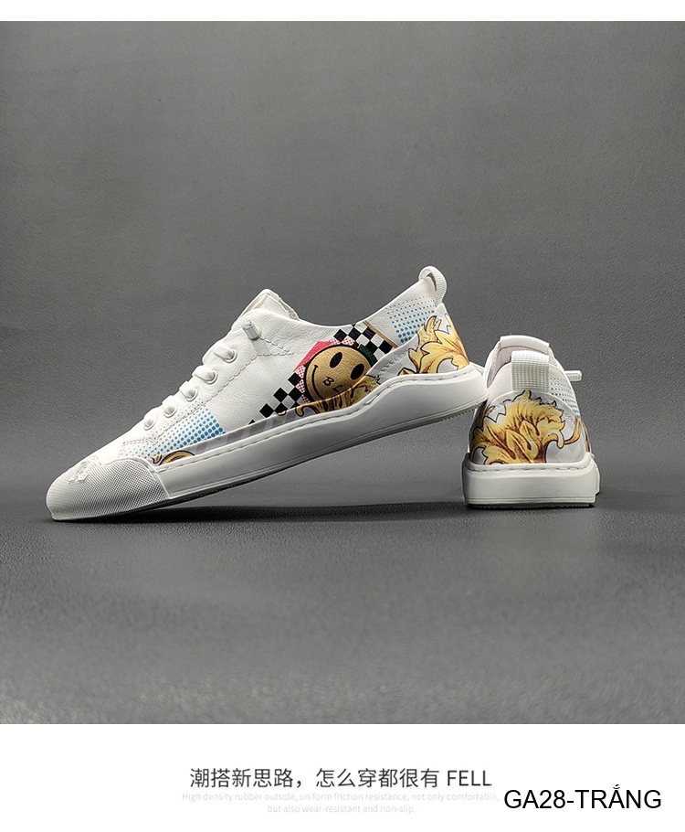GA28 - Giày Sneaker Nam Da Bò Thiết Kế Smile Độc Đáo, Phong Cách Thường Ngày_thumbnail_7