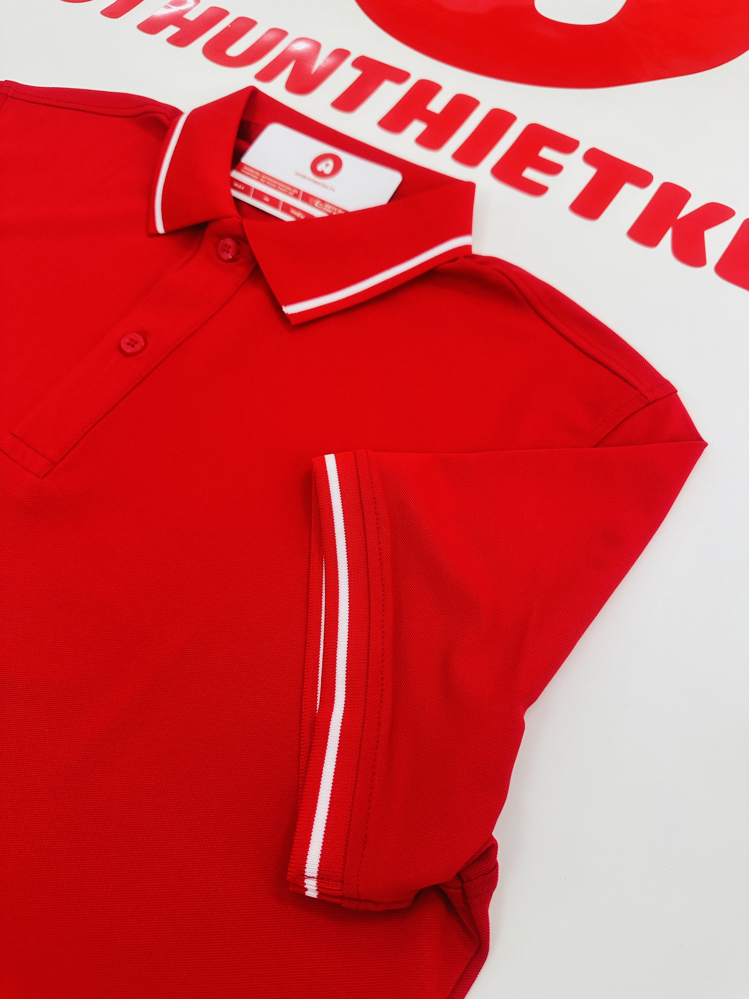 Áo Đồng Phục Polo 1 Sọc Đỏ Tươi_thumbnail_2