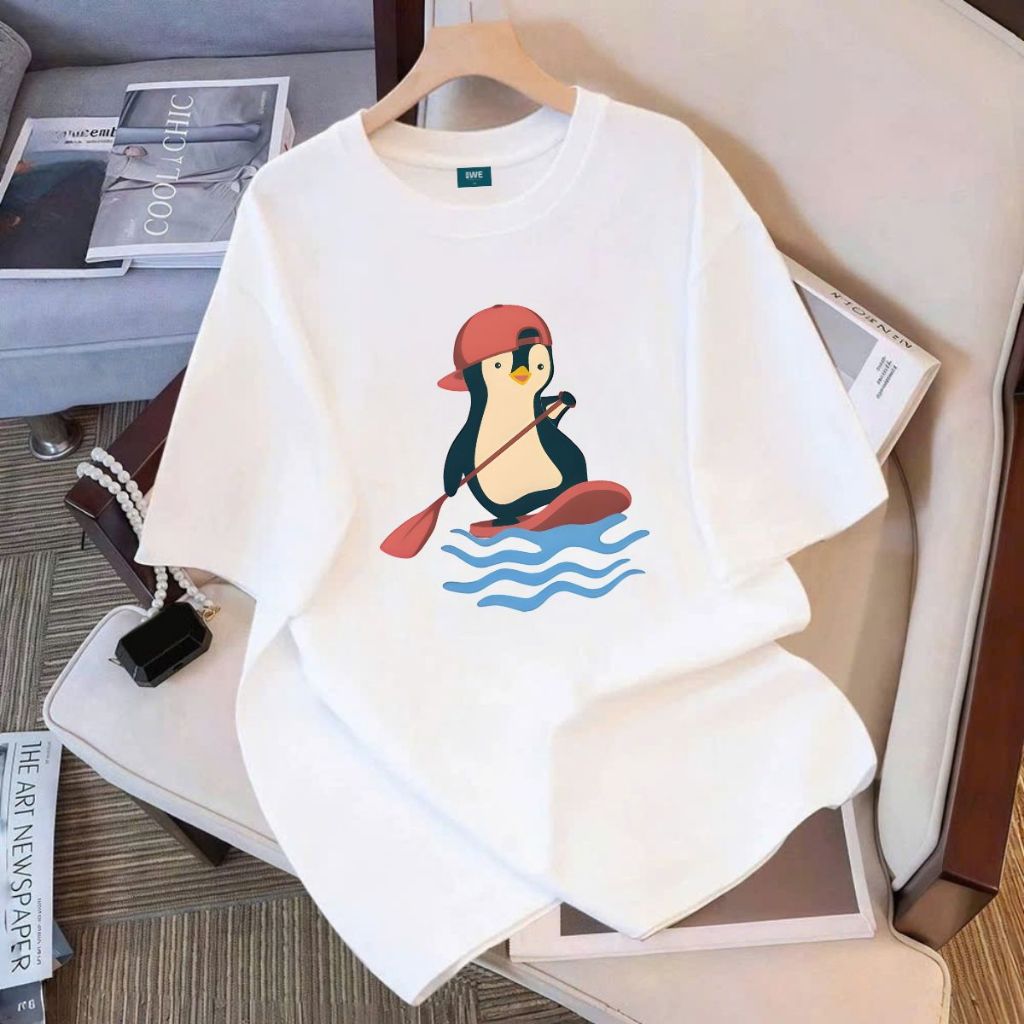 Áo thun unisex UX30-1183 chim cánh cụt lướt ván dáng oversized local brand WETEE_thumbnail_0