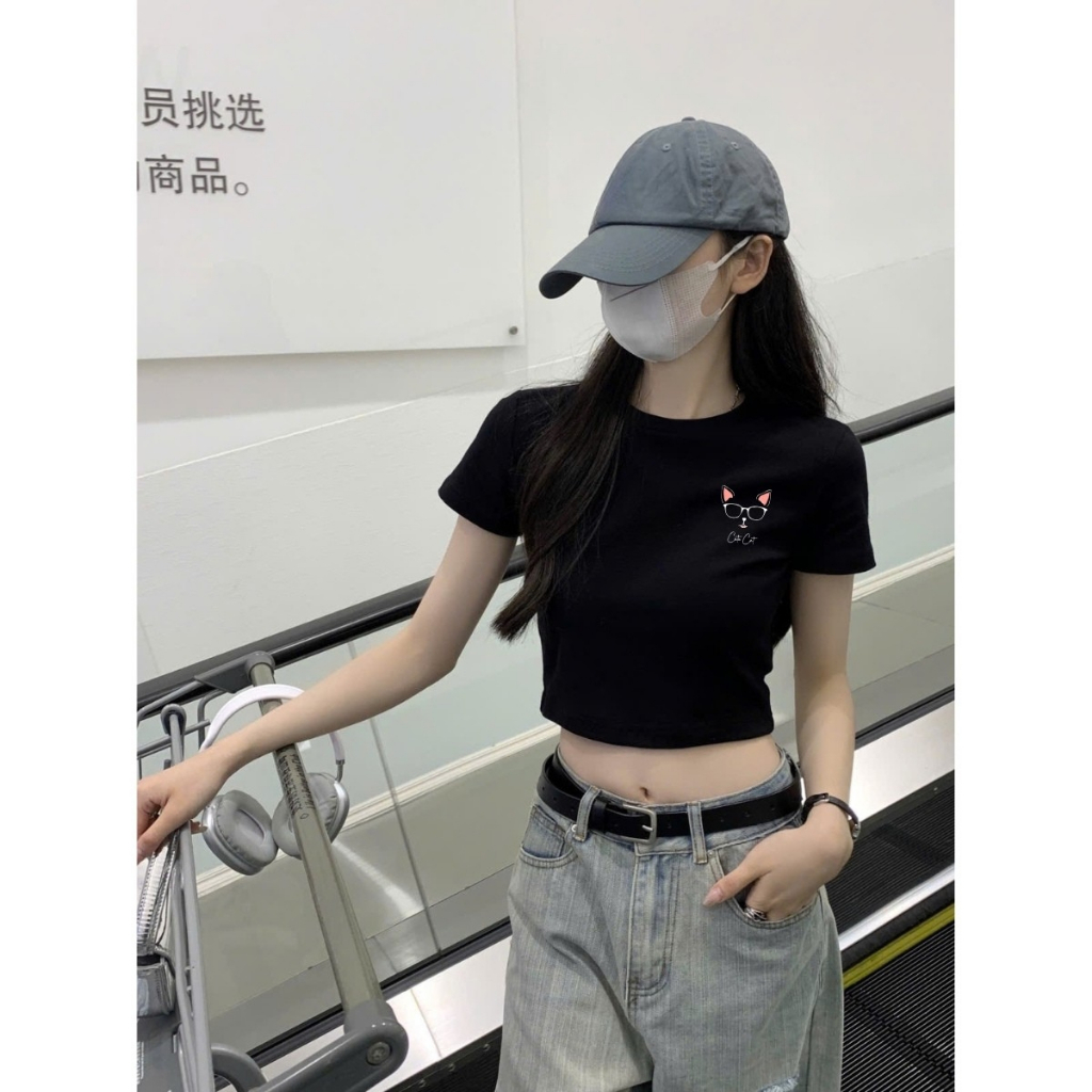 [Form Ôm] Áo croptop nữ ôm body màu đen - Áo thun croptop nữ LOZA G0289_thumbnail_7