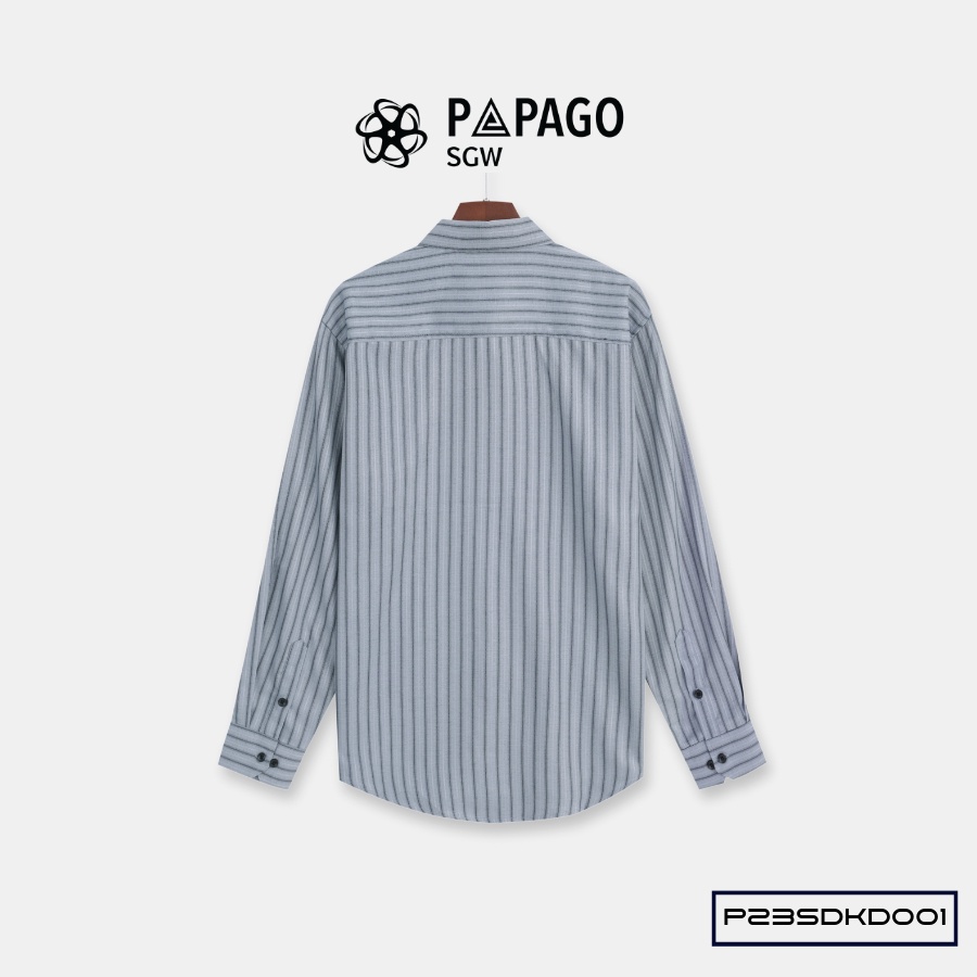 Áo sơ mi nam trung niên PAPAGO tay dài lai bầu vải xô đũi kẻ dọc - P23SDKD001_thumbnail_6