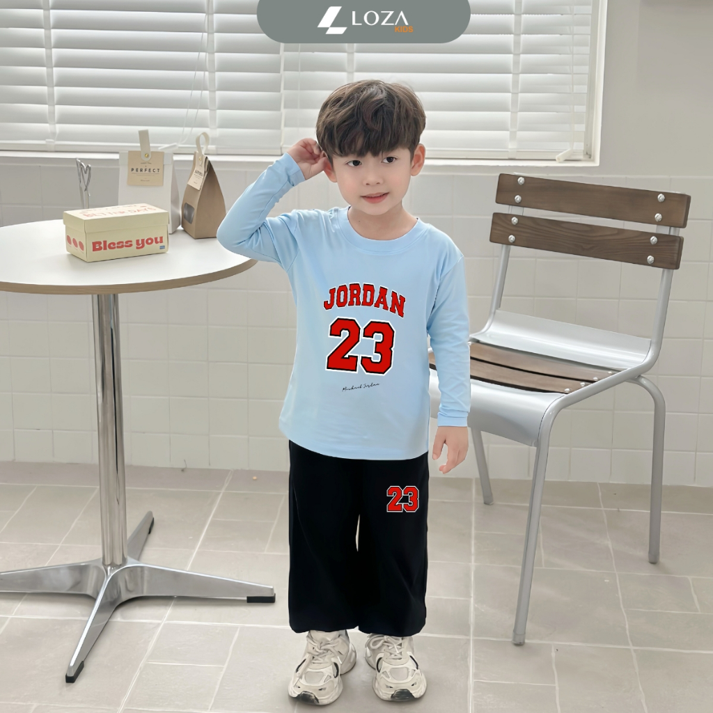 Bộ thu đông bé trai JORDAN 23 - Bộ quần áo dài tay cho bé trai cân nặng từ 15-40kg - Loza Kids BW465_thumbnail_1