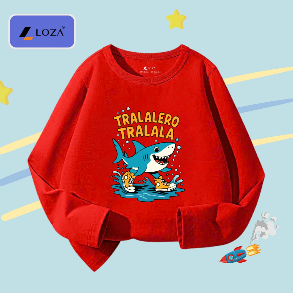 Áo thun dài tay bé trai in Brainrot Cappuccino,Tralalero Tralala - Áo thu đông trẻ em Loza Kids KT004_thumbnail_3