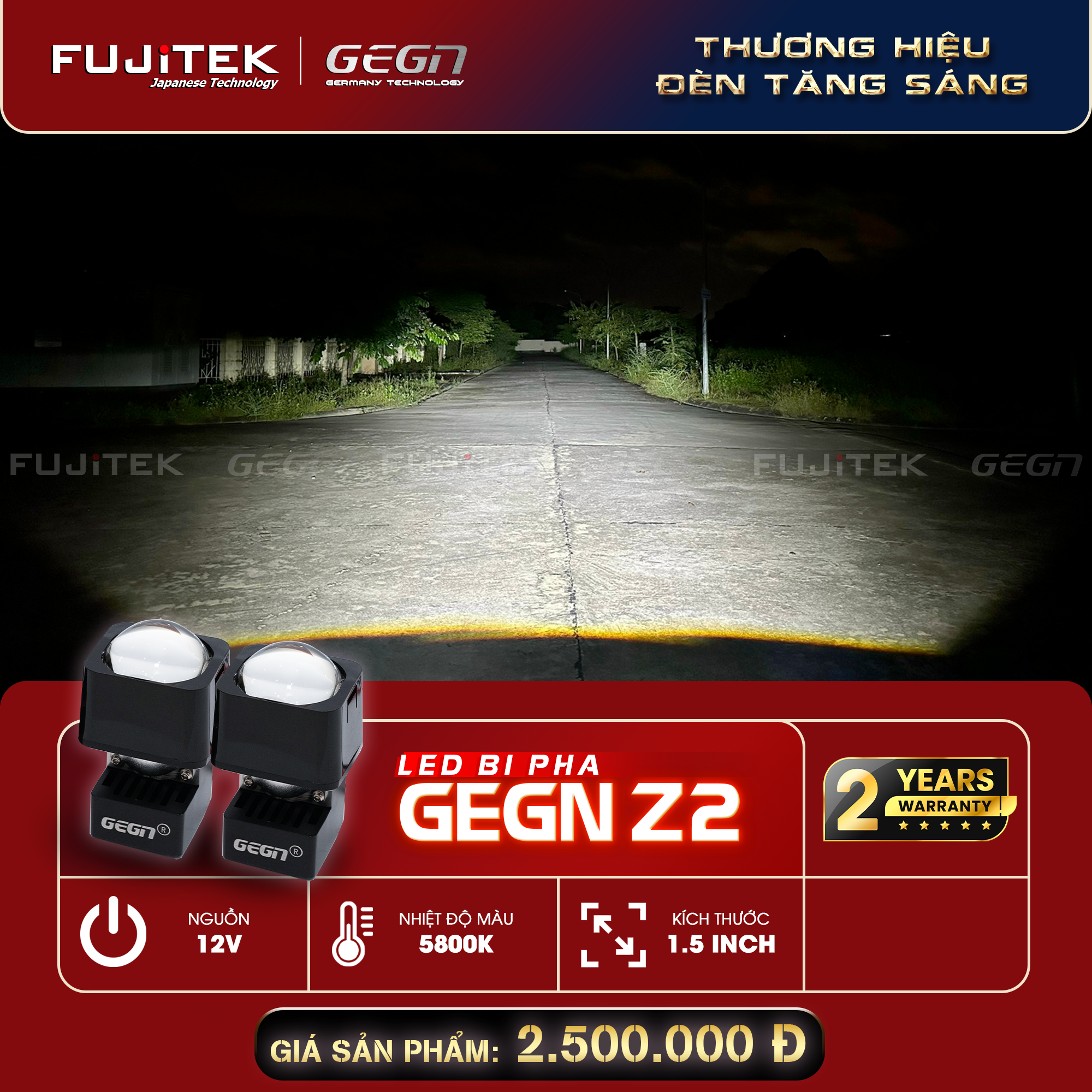 GEGN Đèn bi led pha 1.5 inch 