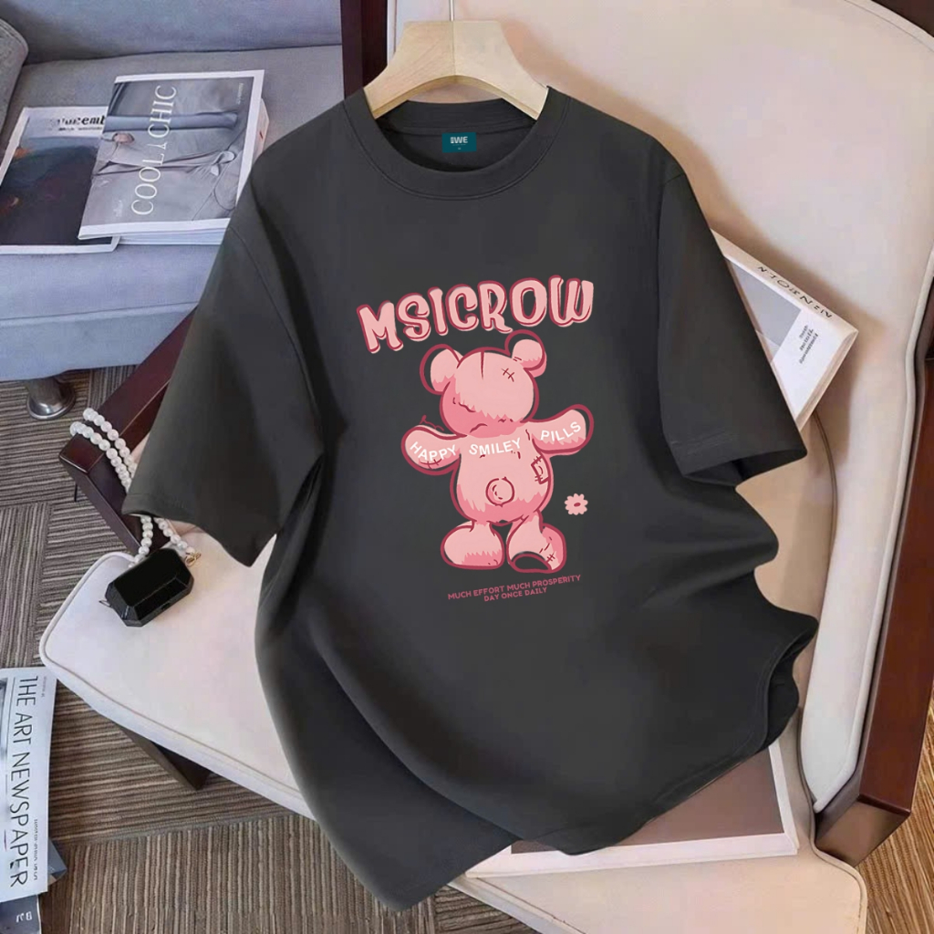 Áo phông nữ form rộng hình Gấu Hồng MSICROW local brand WE TEE - WU1009_thumbnail_4