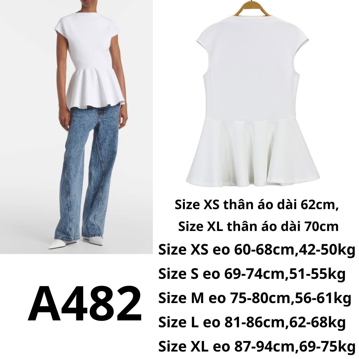 A482 - Áp peplum trắng