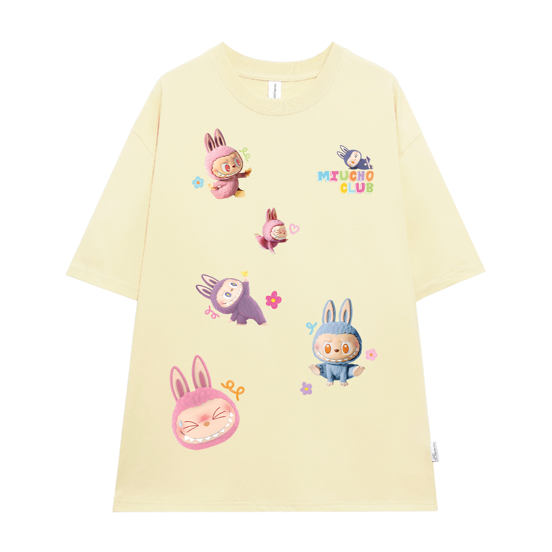 Áo phông labubu form rộng nhiều màu ATD1450 Miucho vải cotton cổ tròn in mix_thumbnail_0