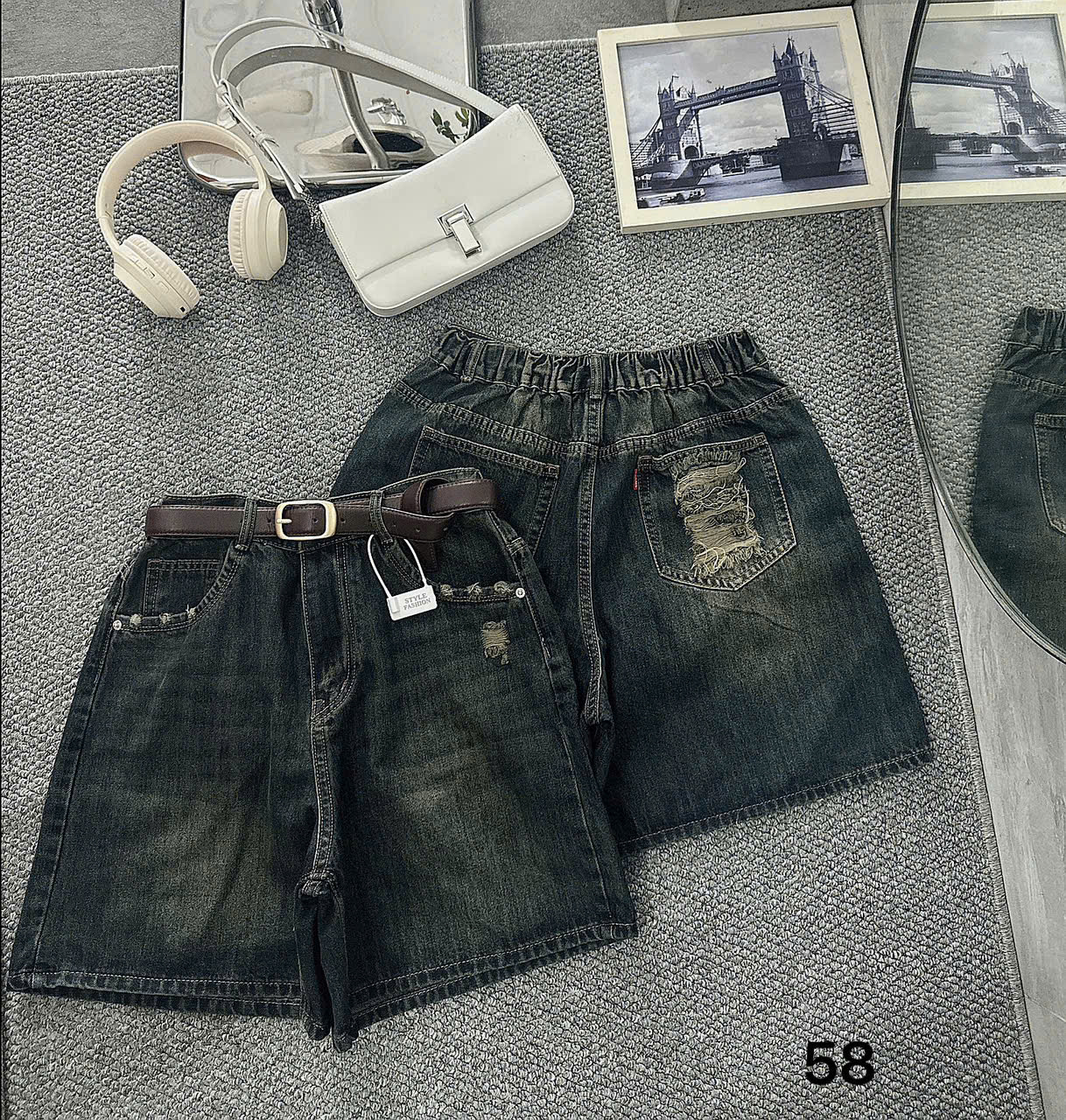 Quần lửng lưng thun túi rách kiểu bigsize QSJ58 dành cho nàng béo mập từ 55-90kg