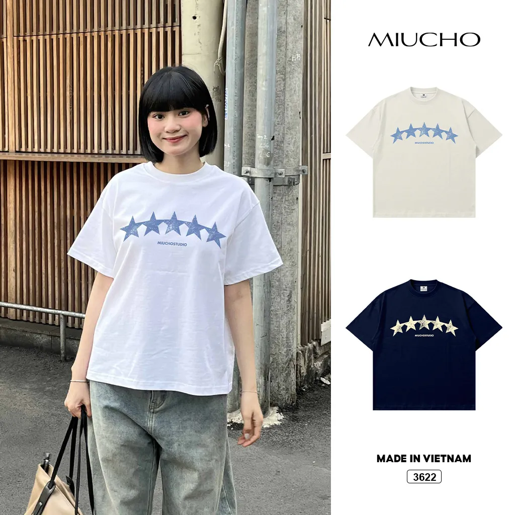 Áo thun boxy unisex thiết kế cổ điển Miucho 3622