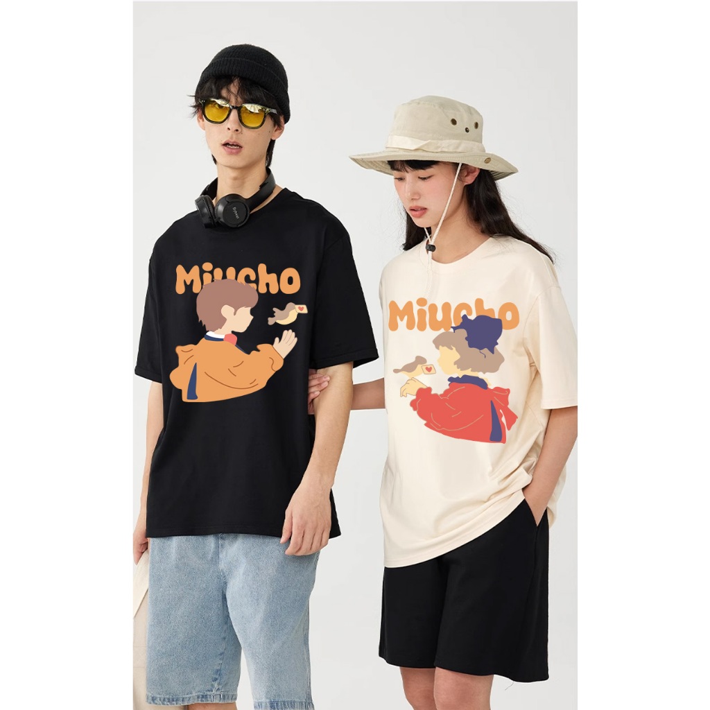 Áo thun couple cute form rộng unisex đủ size ATD1057 Miucho tay lỡ cổ tròn in mix_thumbnail_3