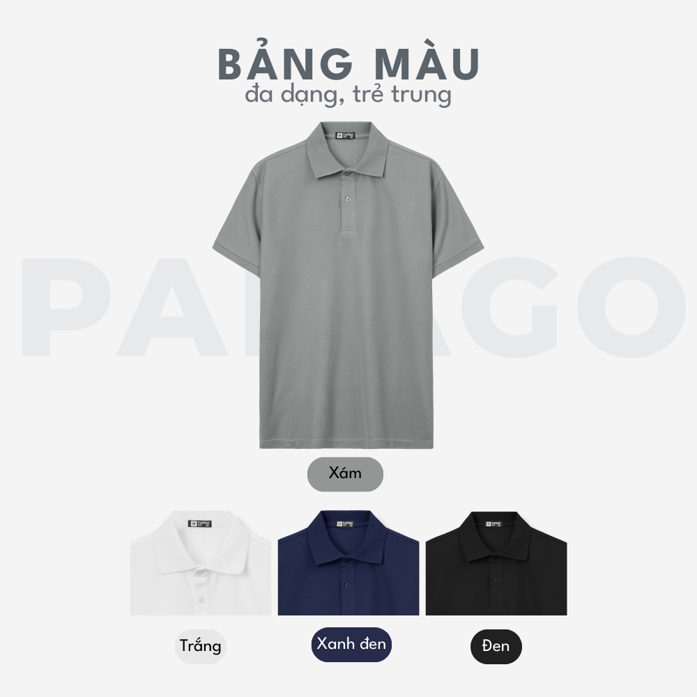 Áo polo cao cấp PAPAGO nam Trung niên vải cotton kim cương form rộng thêu logo trụ áo - P25PLCT005_thumbnail_4