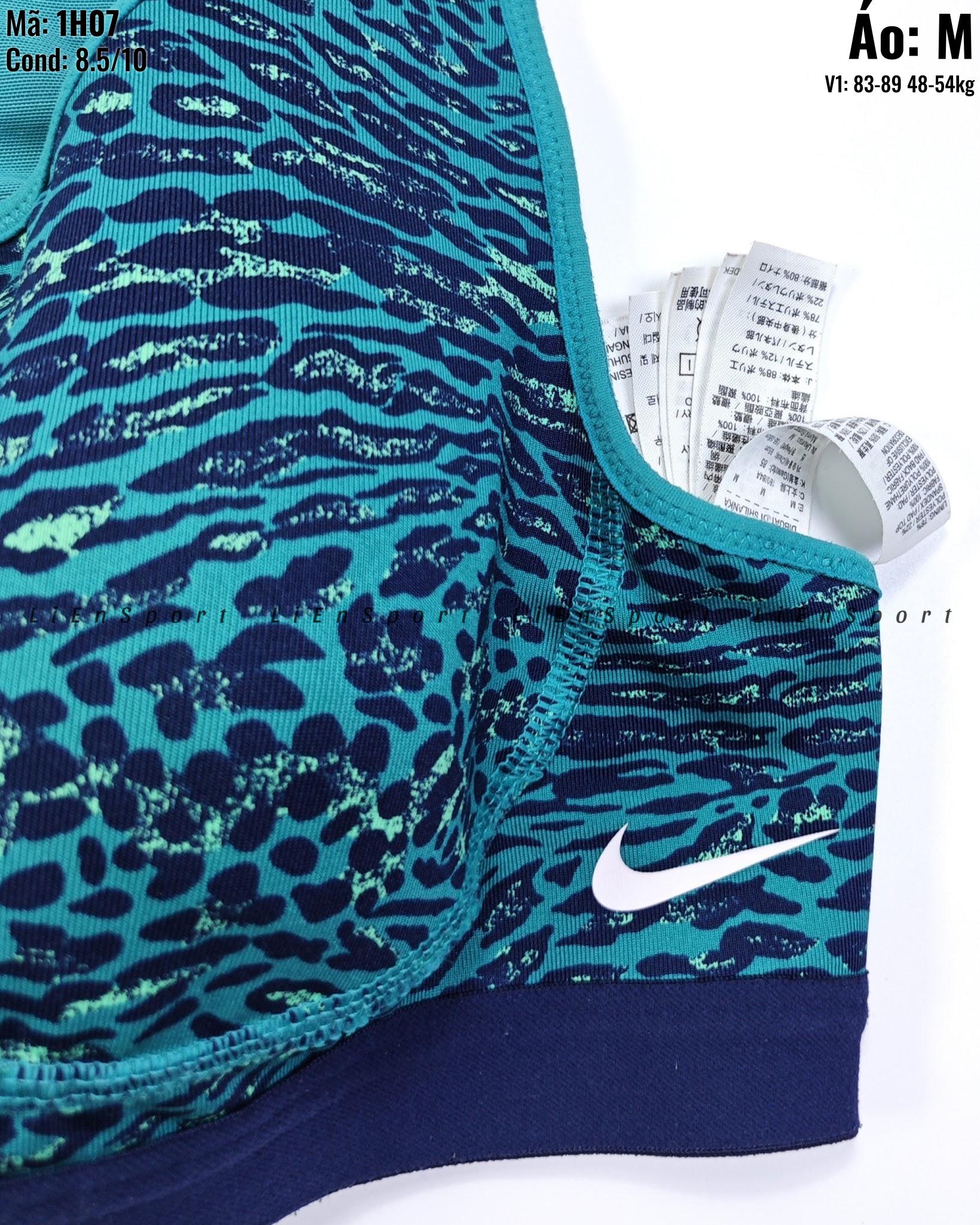 Nike Áo bra thể thao Nữ Size M Xanh ngọc bích họa tiết da báo Auth 2nd Lưng chữ X Dây vai rộng Co giãn 4 chiều Thoáng khí Nâng đỡ tốt Phù hợp gym yoga chạy bộ Mã:1H07_thumbnail_2