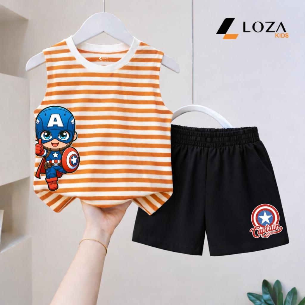 Bộ ba lỗ kẻ cho bé trai hình Spideman, chất liệu cotton giấy - Loza Kids BK002_thumbnail_2