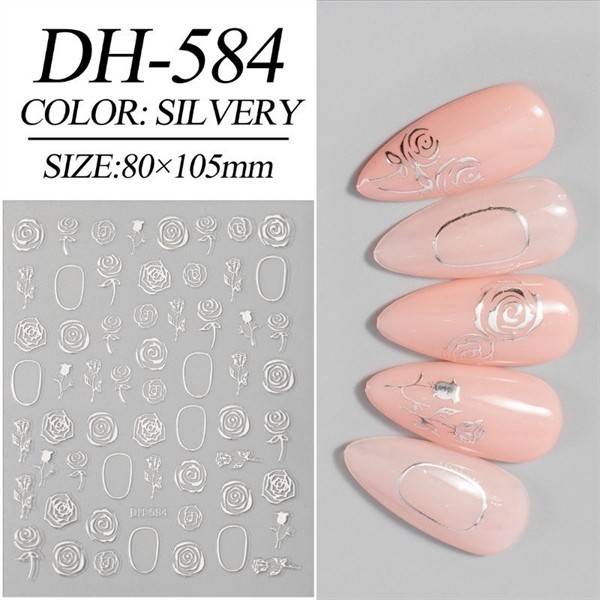 Sticker Hoa Hồng Nổi - Màu Bạc - Silvery DH584