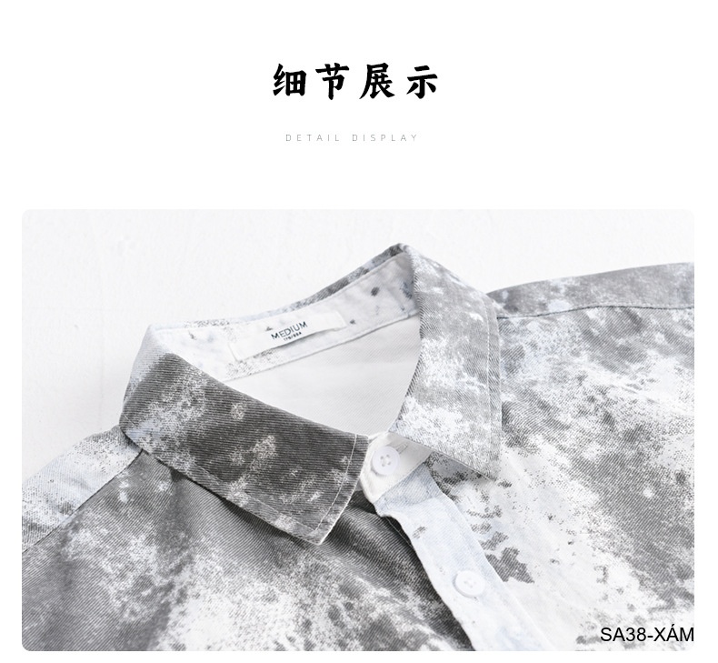 SA38 - Áo sơ mi nam tay ngắn họa tiết loang màu xanh lá và xám, phong cách trẻ trung mùa hè_thumbnail_21