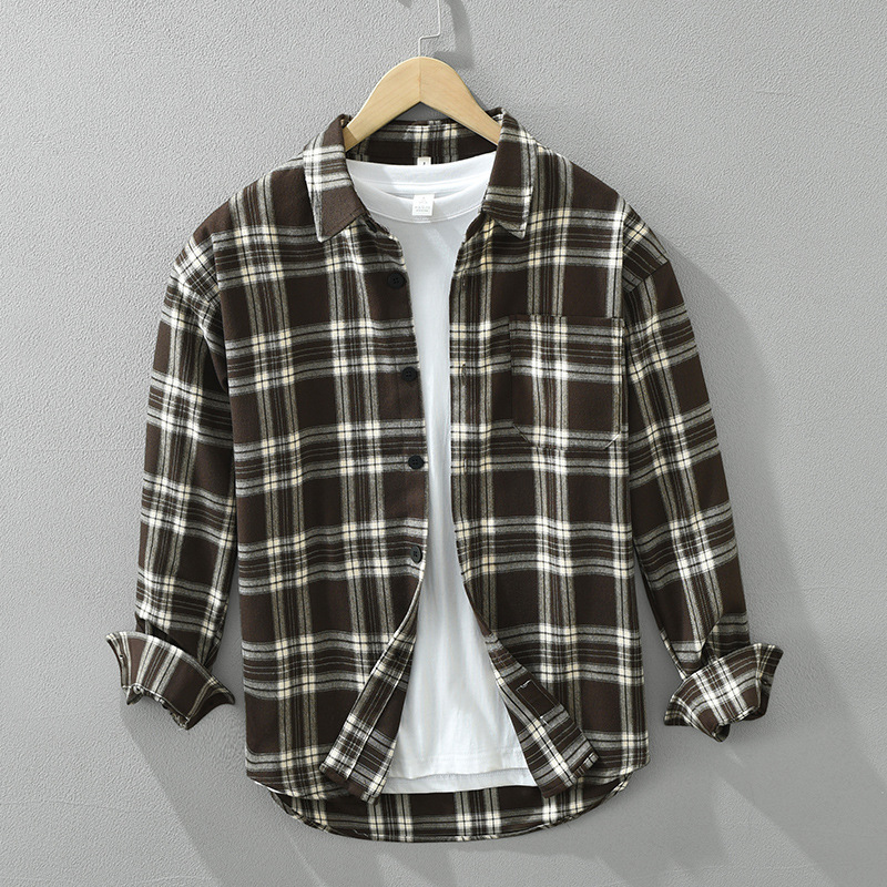 Áo Sơ Mi Dài Tay Kẻ Sọc Nhật Bản Retro Nam Dáng Rộng Thời Trang_thumbnail_5