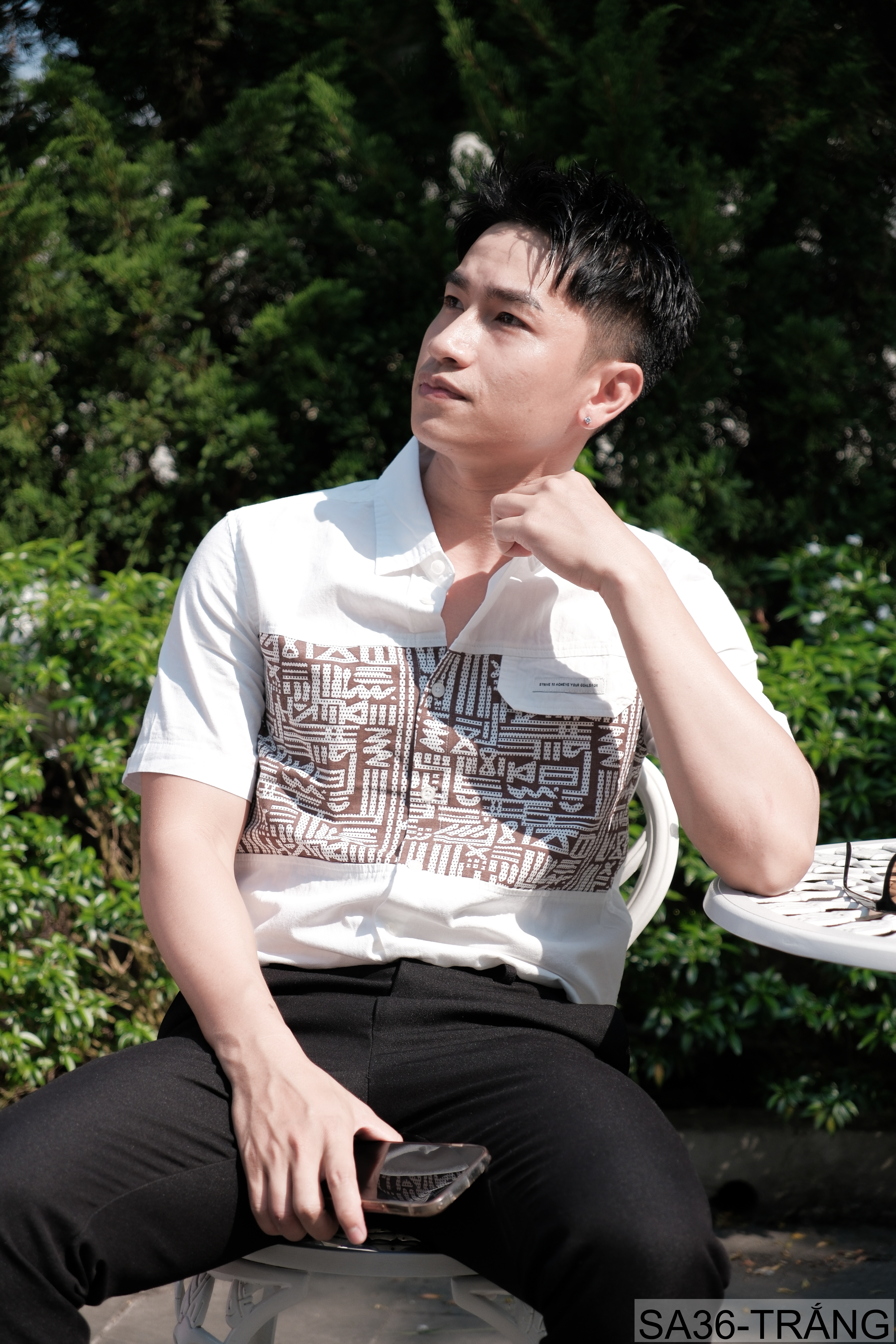 SA36 - Áo sơ mi nam tay ngắn họa tiết phối màu phong cách Hàn Quốc_thumbnail_1