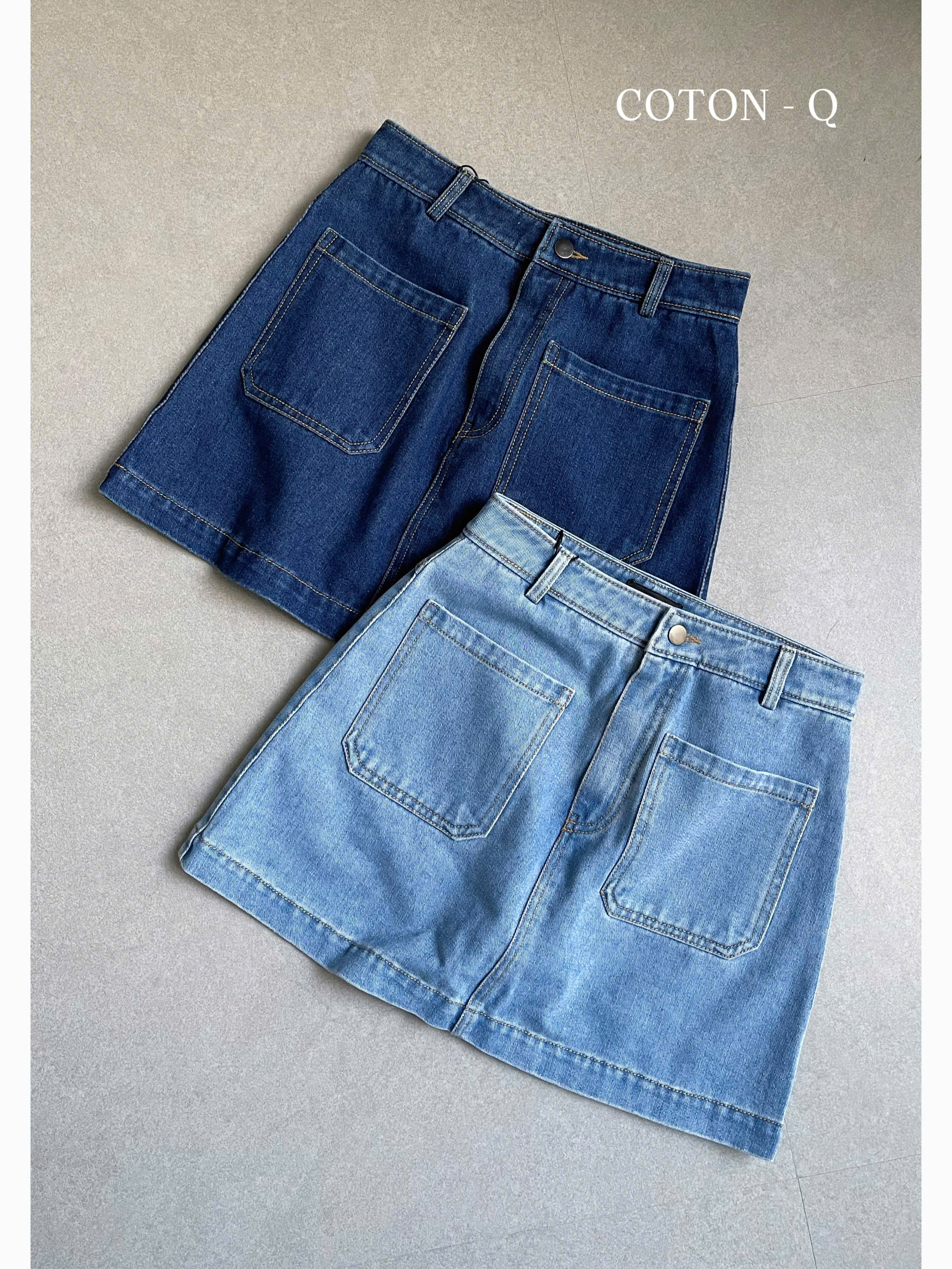 Chân váy ngắn Coton Q jean 2M ( ĐẬM )_thumbnail_4