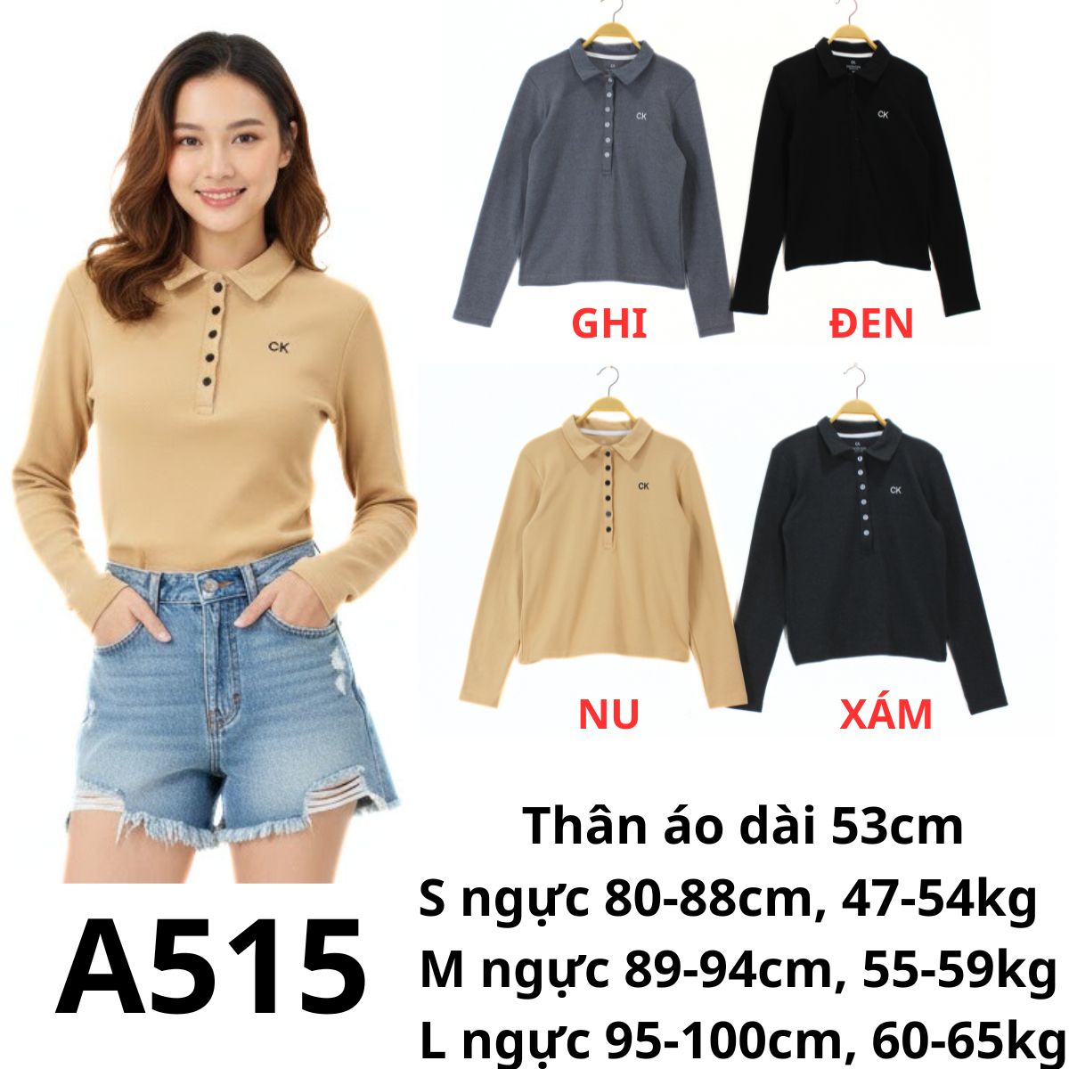 A515- ÁO POLO TAY DÀI