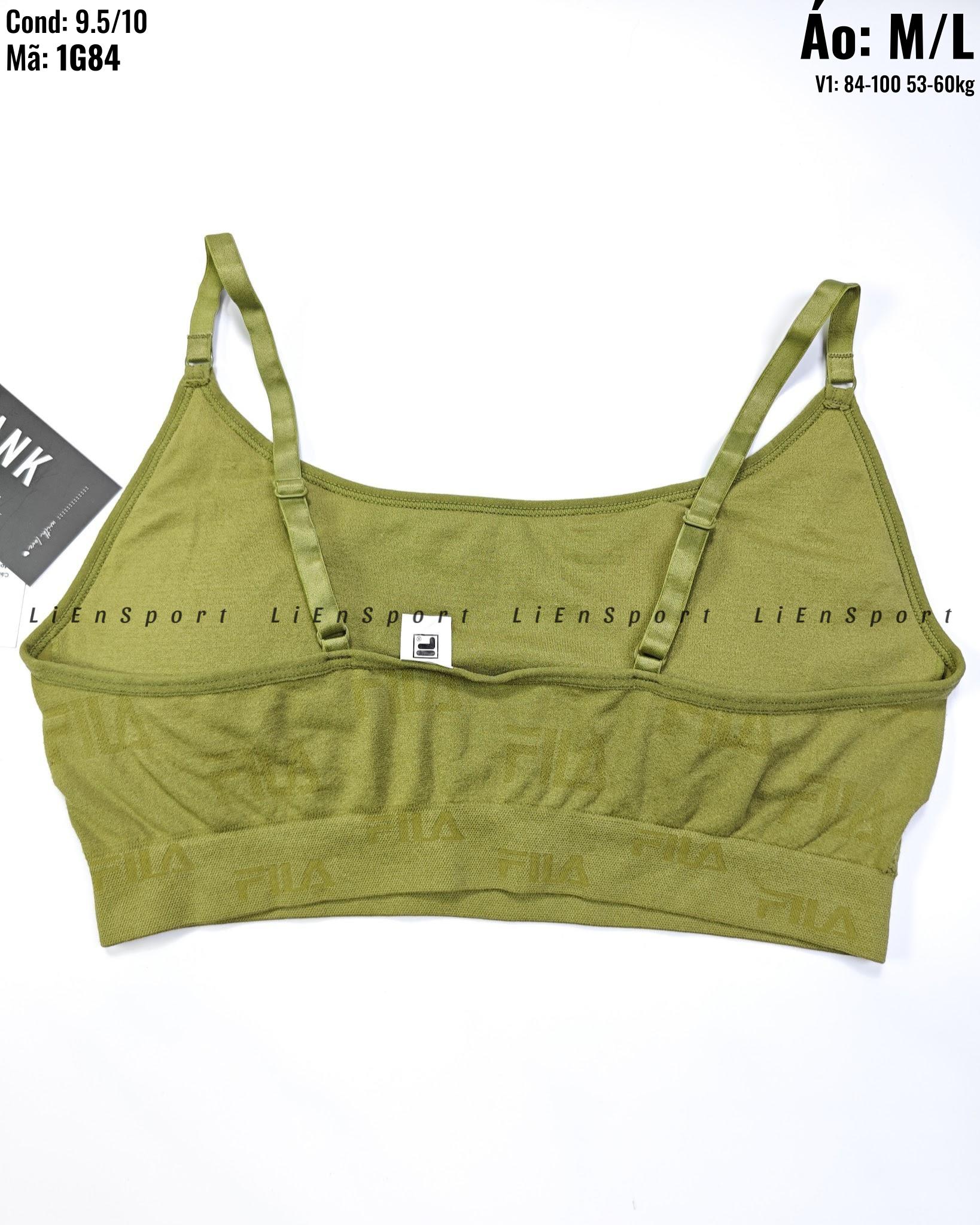 Fila Áo bra thể thao croptop Nữ Size ML Xanh rêu Auth 2nd Chất liệu mịn co giãn tốt Dây vai mảnh điều chỉnh được Chân ngực bản to Logo in chìm Phù hợp tập gym yoga Mã:1G84_thumbnail_3